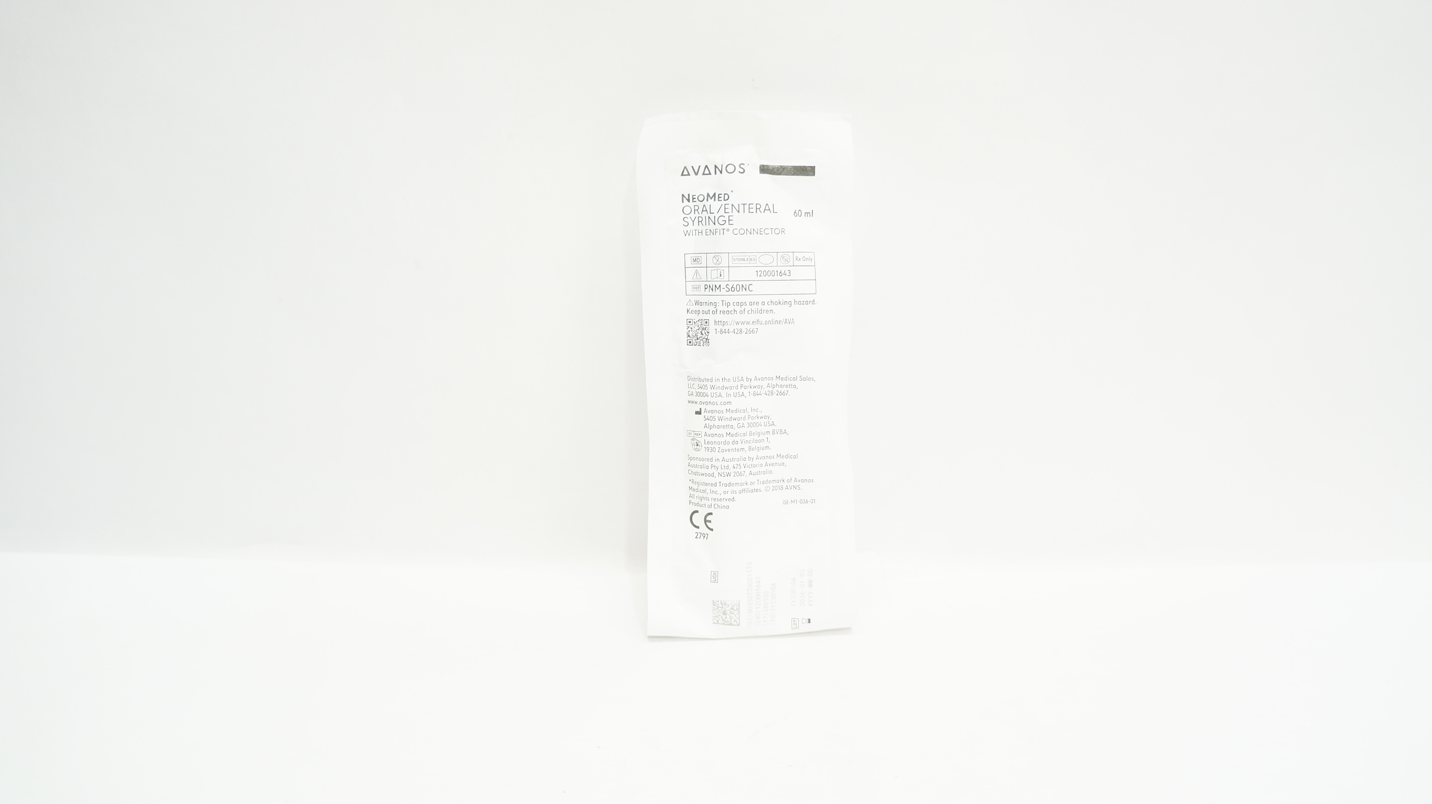 Avanos PNM-S60NC NeoMed Oral/Enteral Syringe with ENFIT Connector 60mL