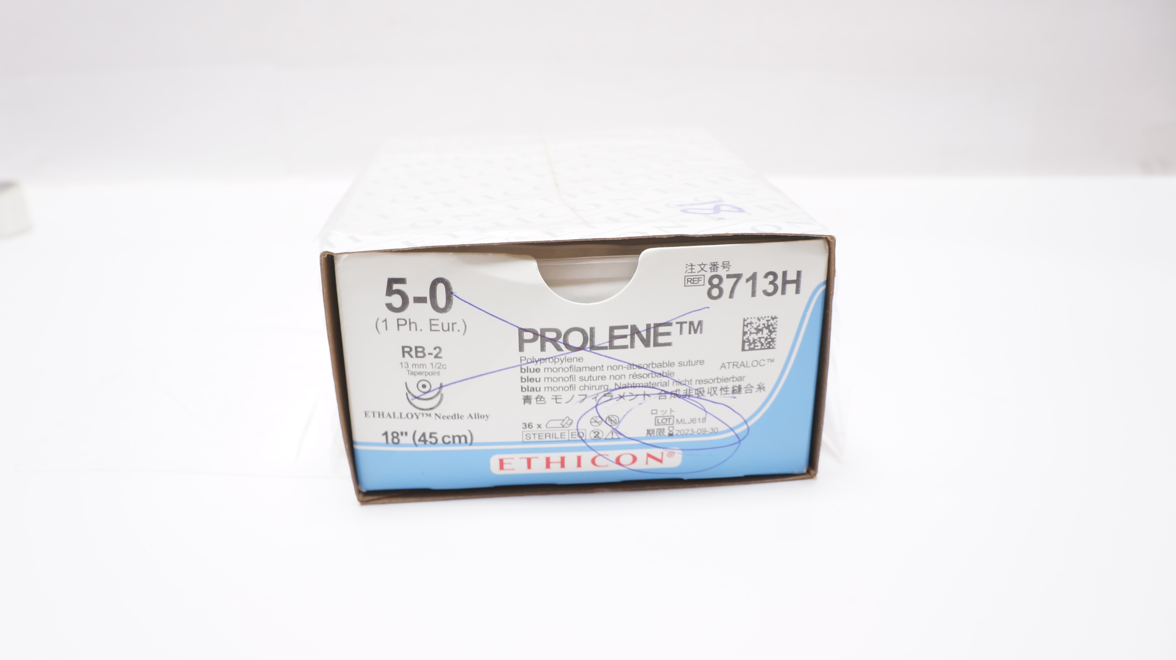 Ethicon 8713H 5-0 PROLENE Stre RB-2 13mm 1/2c Taperpoint 18inch (x) - Box of 18