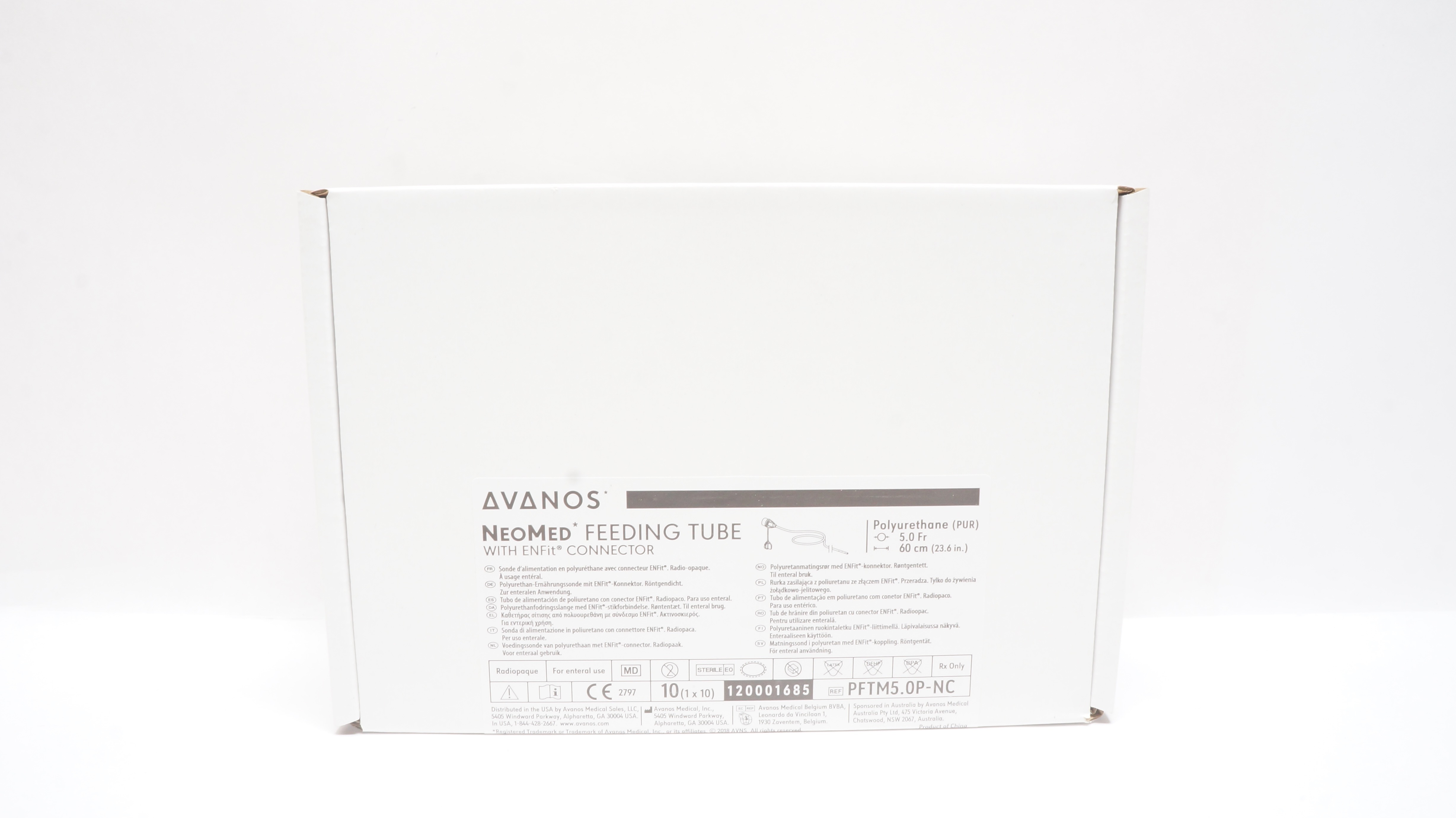 Avanos PFTM5.0P-NC NeoMed Feeding Tube w/ENFit Connector 5.0Fr 60cm- Box of 10