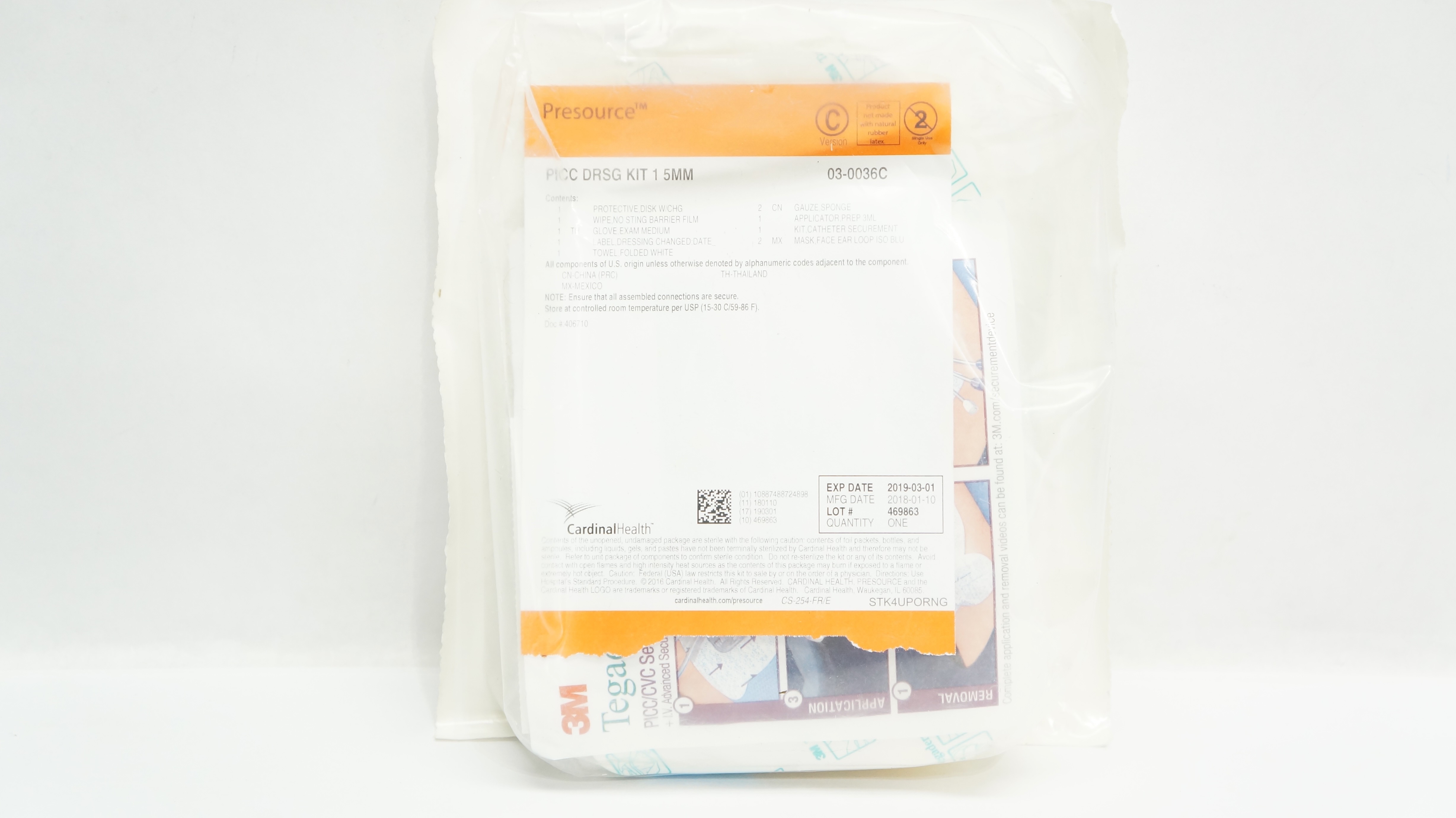 Cardinal Health 03-0036C Presource PICC DRSG Kit 1.5mm (x)