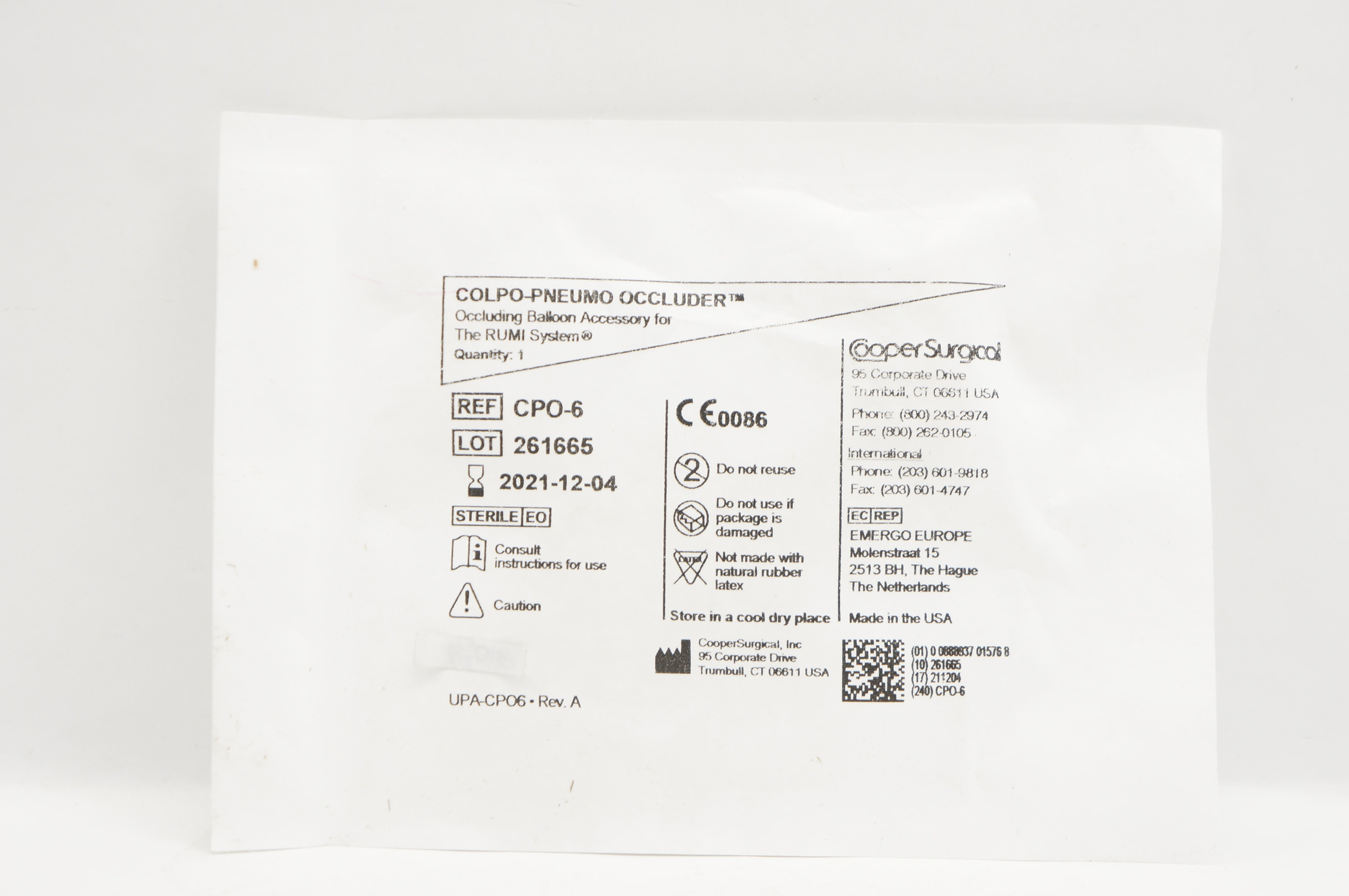 Cooper Surgical CPO-6 Colpo-Pneumo Occluder Balloon Accessory (x)
