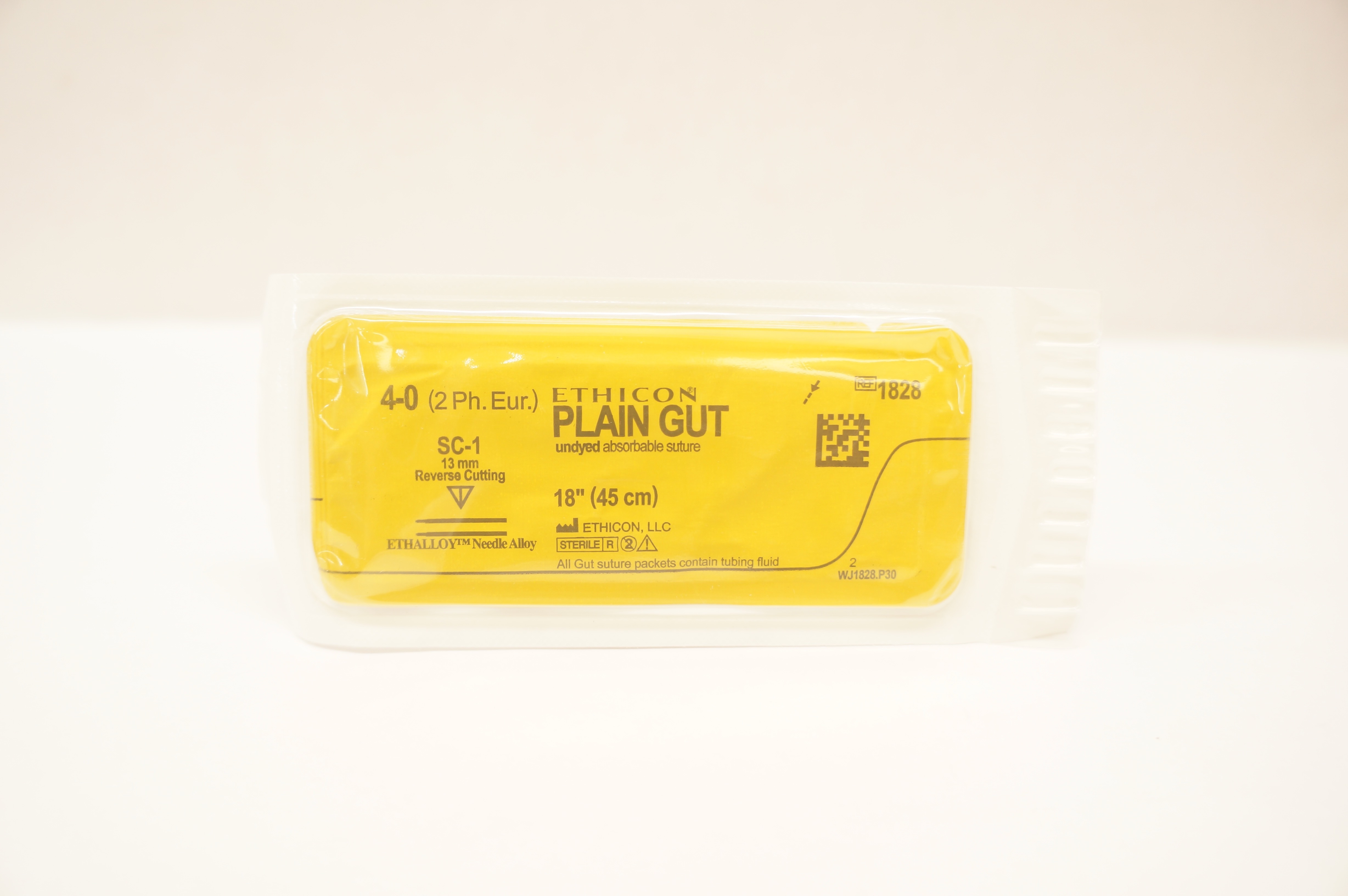 Ethicon 1828 Plain Gut 4-0 18in SC-1 13mm Reverse Cutting
