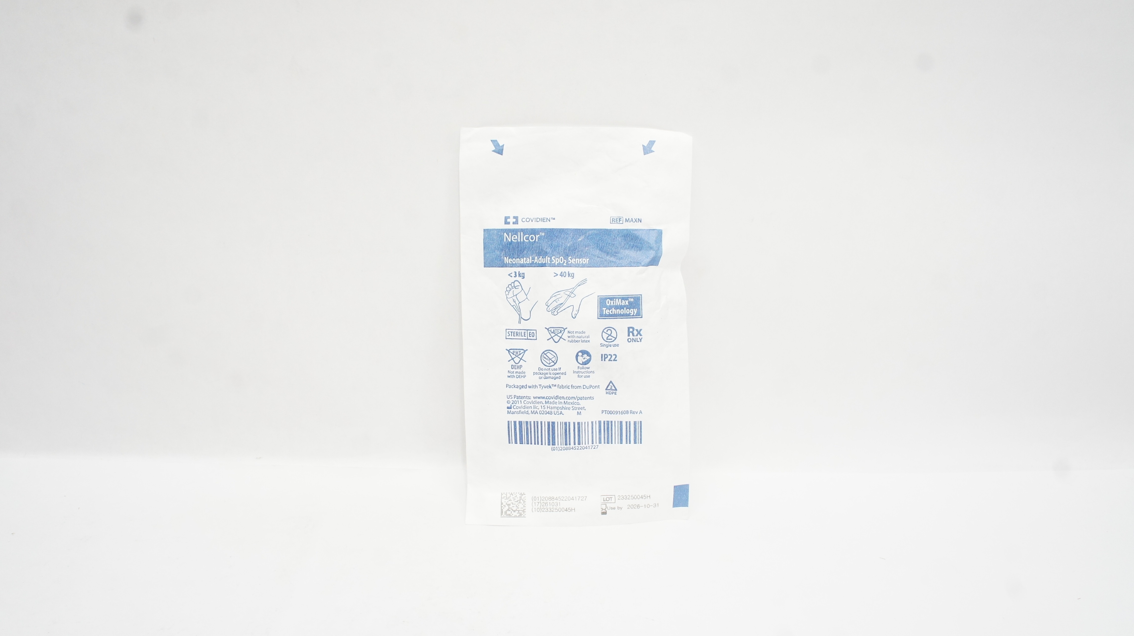 Covidien MAXN Nellcor Neonatal-Adult SpO2 Sensor < 3 kg >40 kg