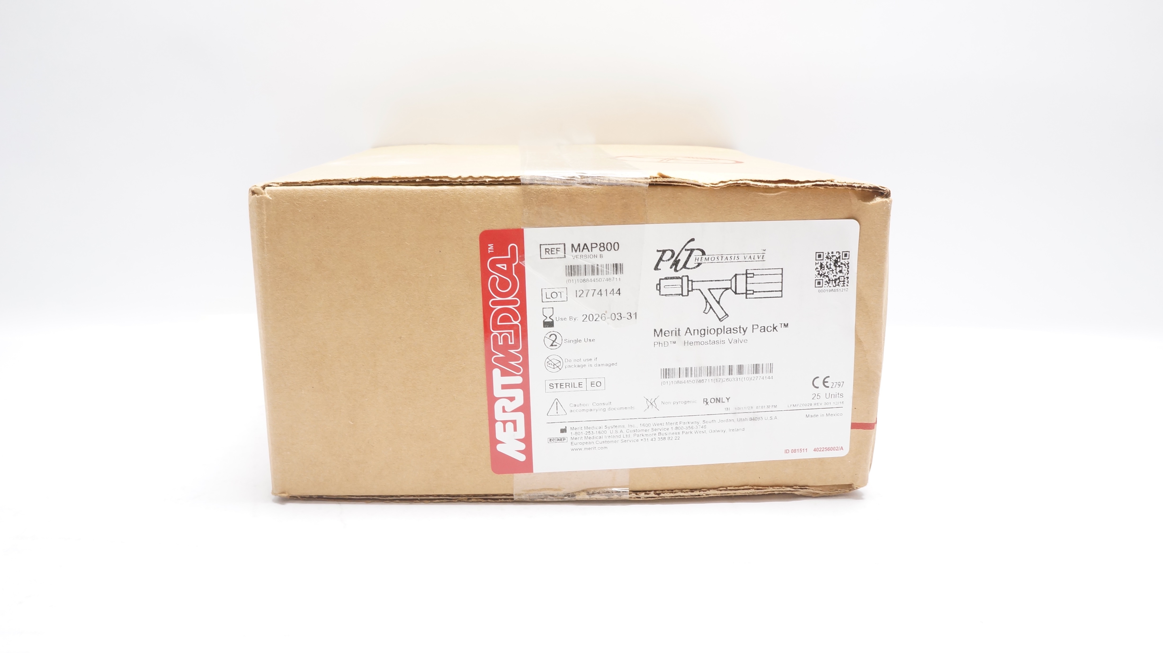 Merit Medical MAP800 Angioplasty Pack PhD Hemostasis Valve Box of 25