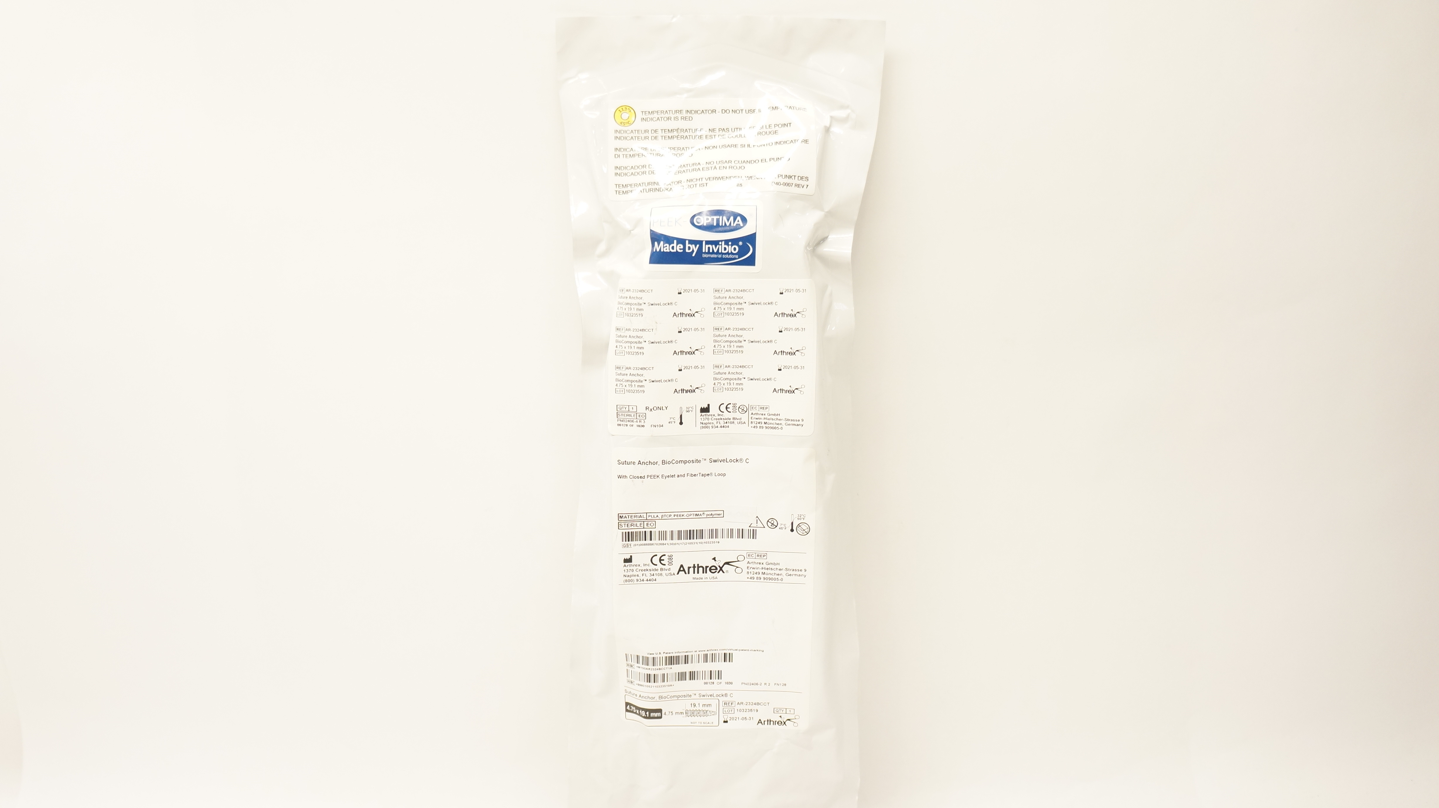 Arthrex AR-2324BCCTT Stre. Anchor BioComposite SwiveLock C 4.75 x 19 ...