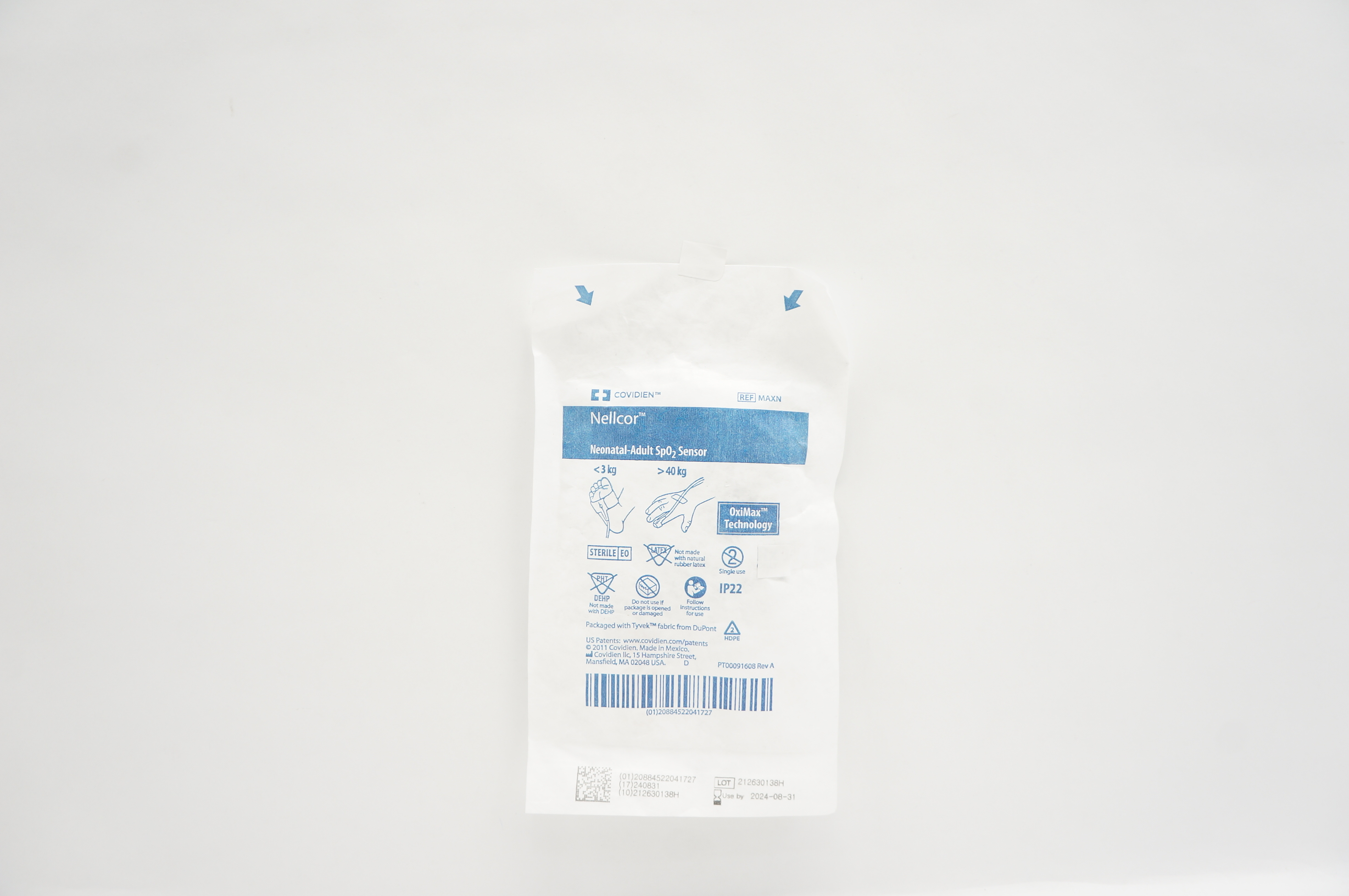 Covidien MAXN Nellcor Neonatal-Adult SpO₂ Sensor OxiMax Technology <3kg >40kg