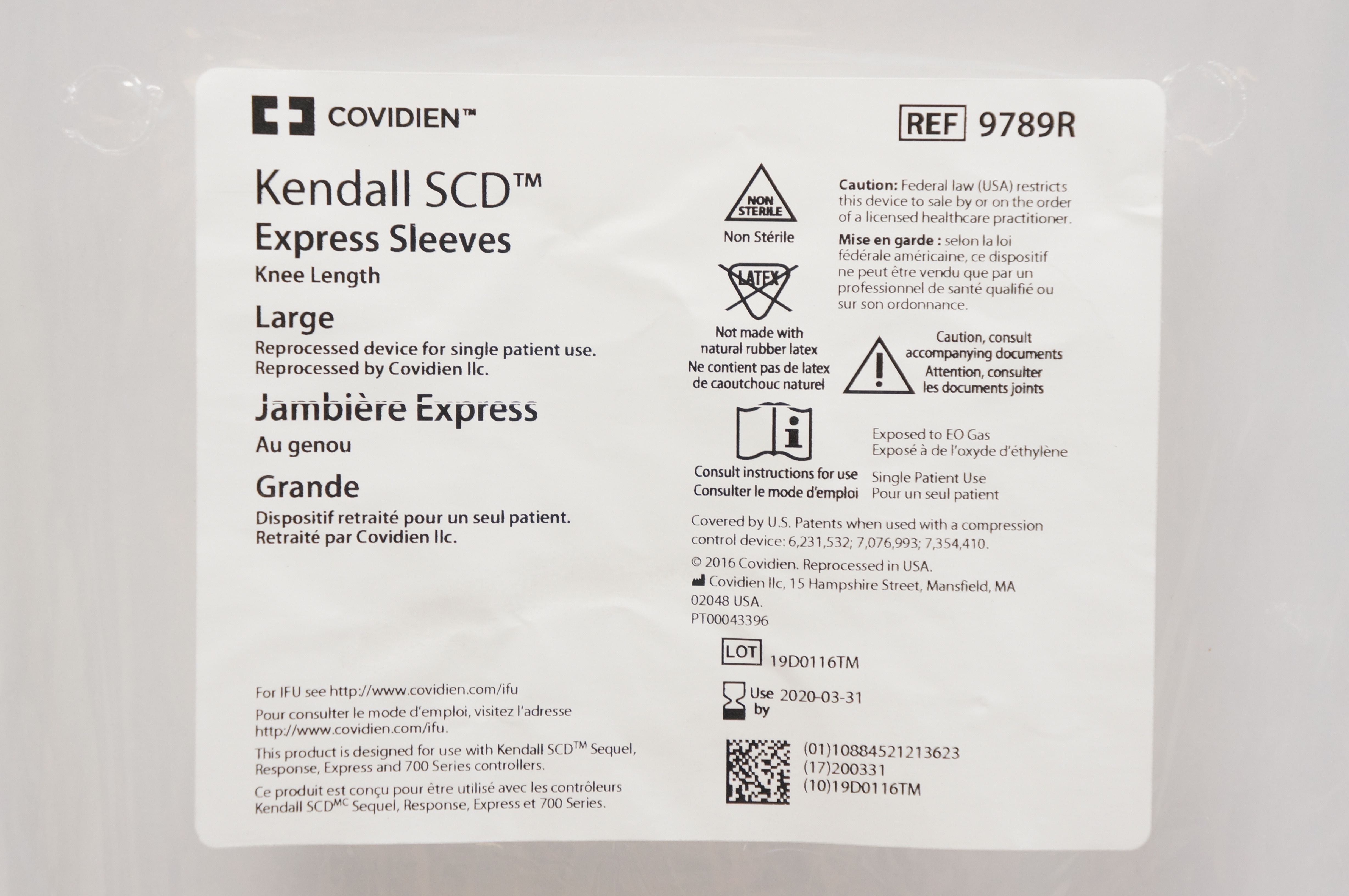Covidien 9789R Kendall SCD Express Sleeves Large (x)