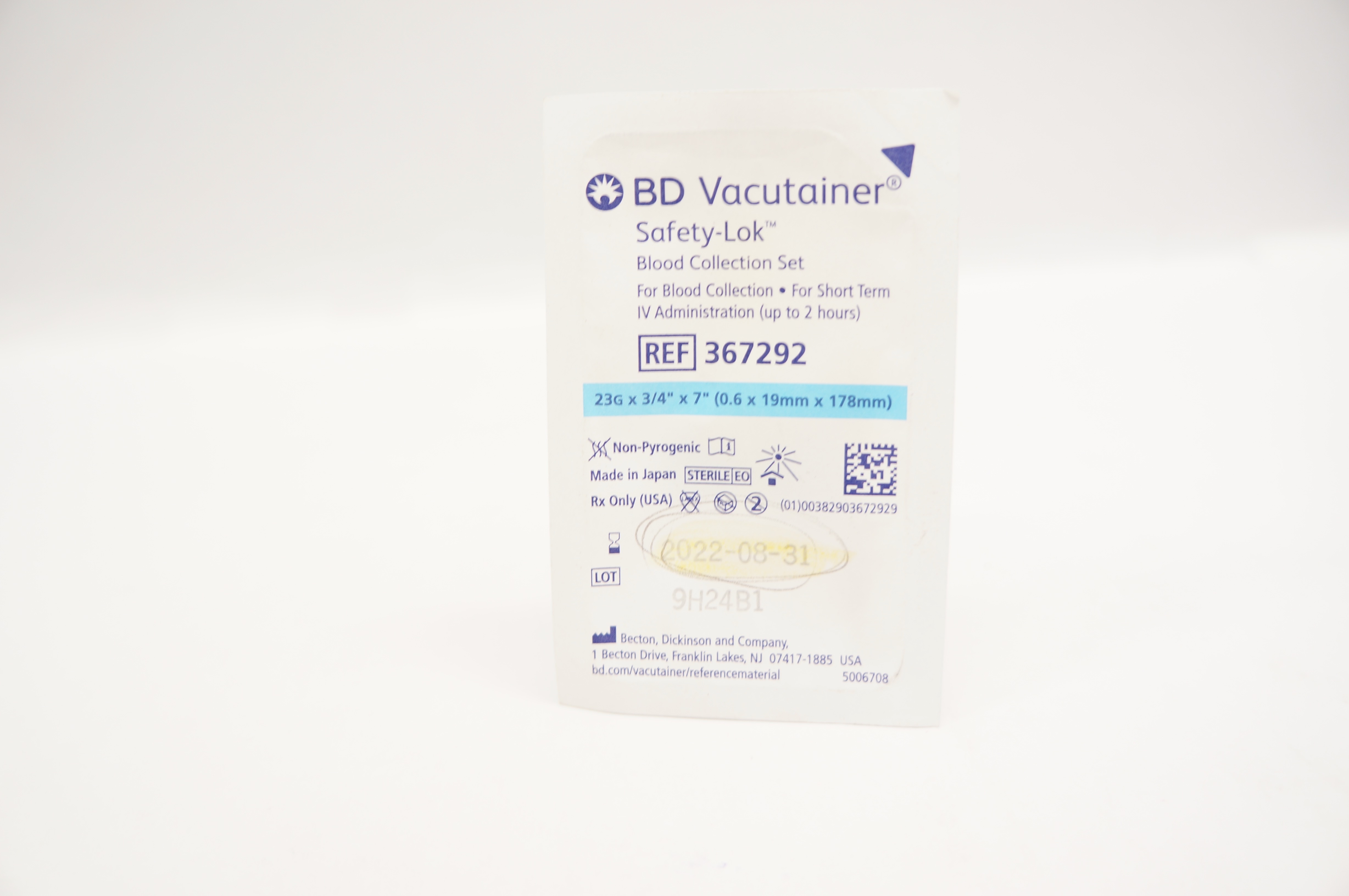BD 367292 vacutainer Safety-Lok Blood Collection Set 23G x 3/4inch x ...