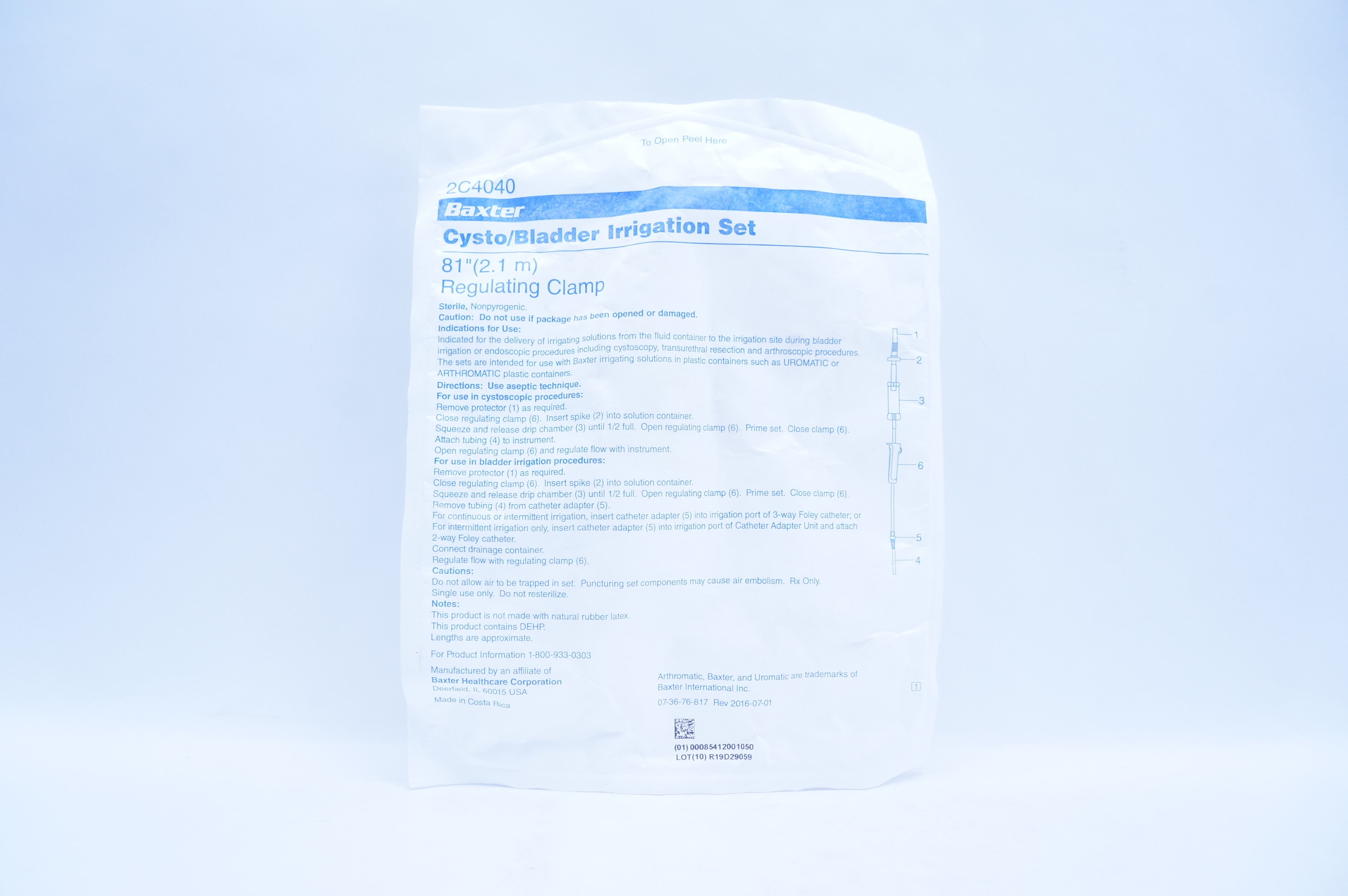 Baxter 2C4040 Cysto/Bladder Irrigation Set 81inch, Regulating Clamp