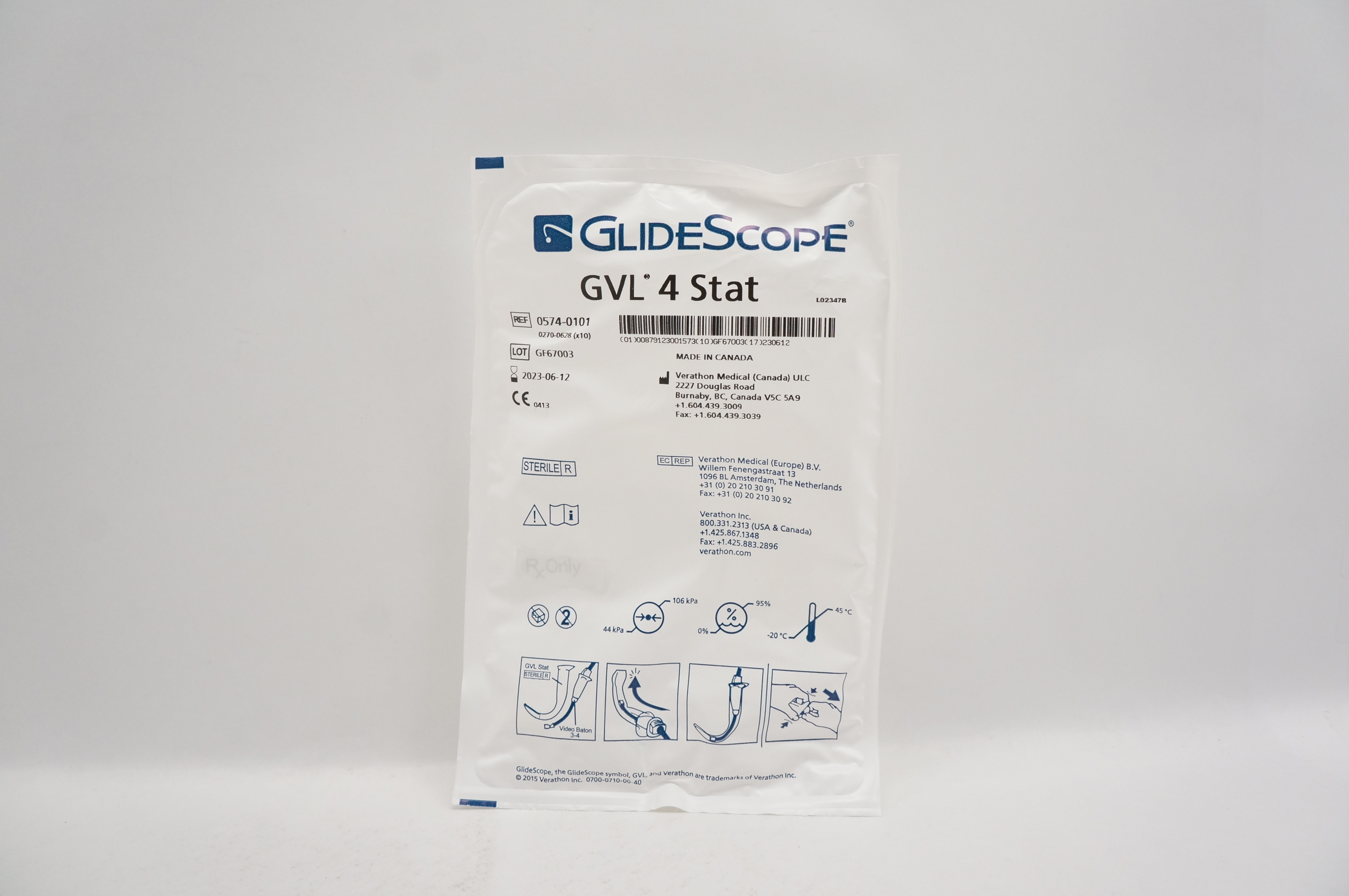 Verathon Medical 0574-0101 GlideScope GVL 4 Stat