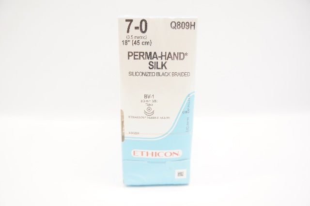 Ethicon Q809H Perma-Hand Silk BV-1 9.3mm x 3/8c Taper 7-0,18In - Box of 36 (x)
