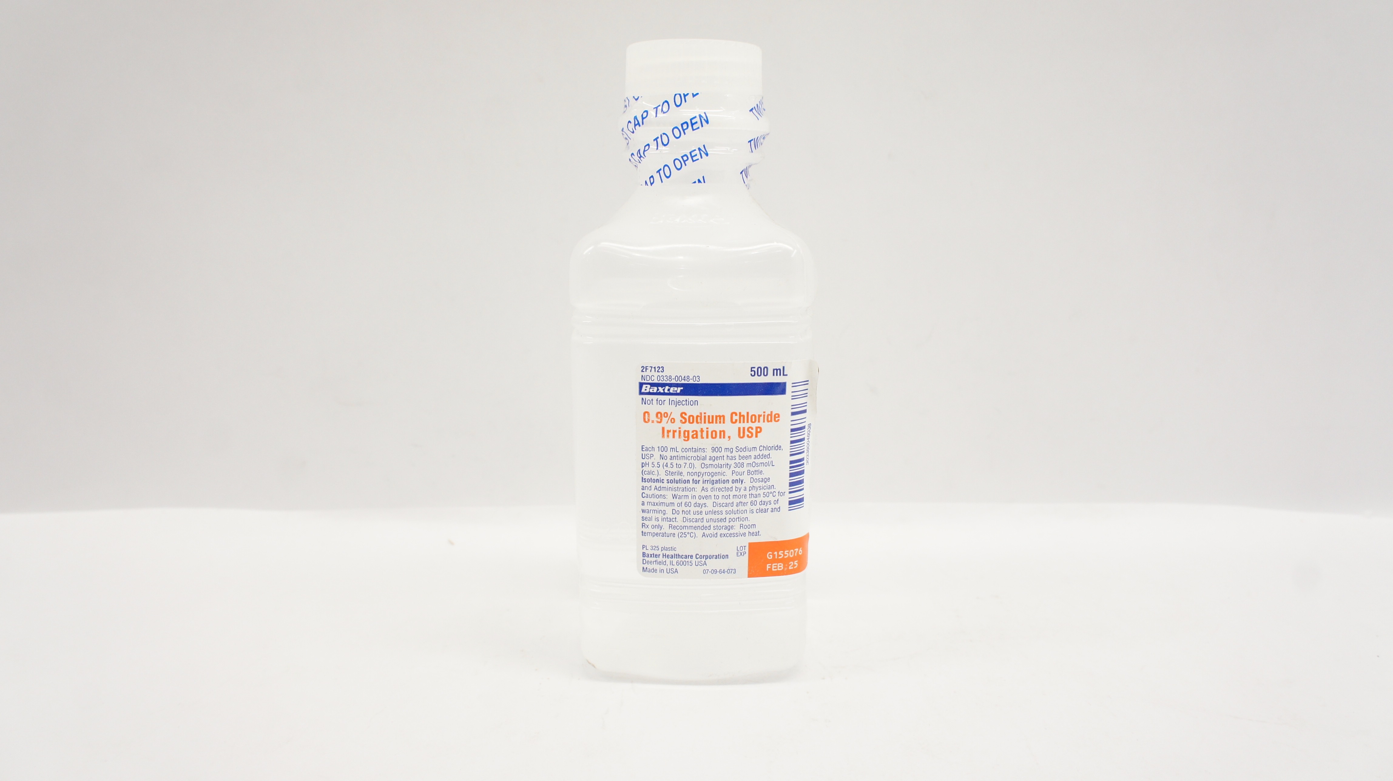 Baxter Healthcare 2F7123 0.9% Sodium Chloride Irrigation USP 500ml