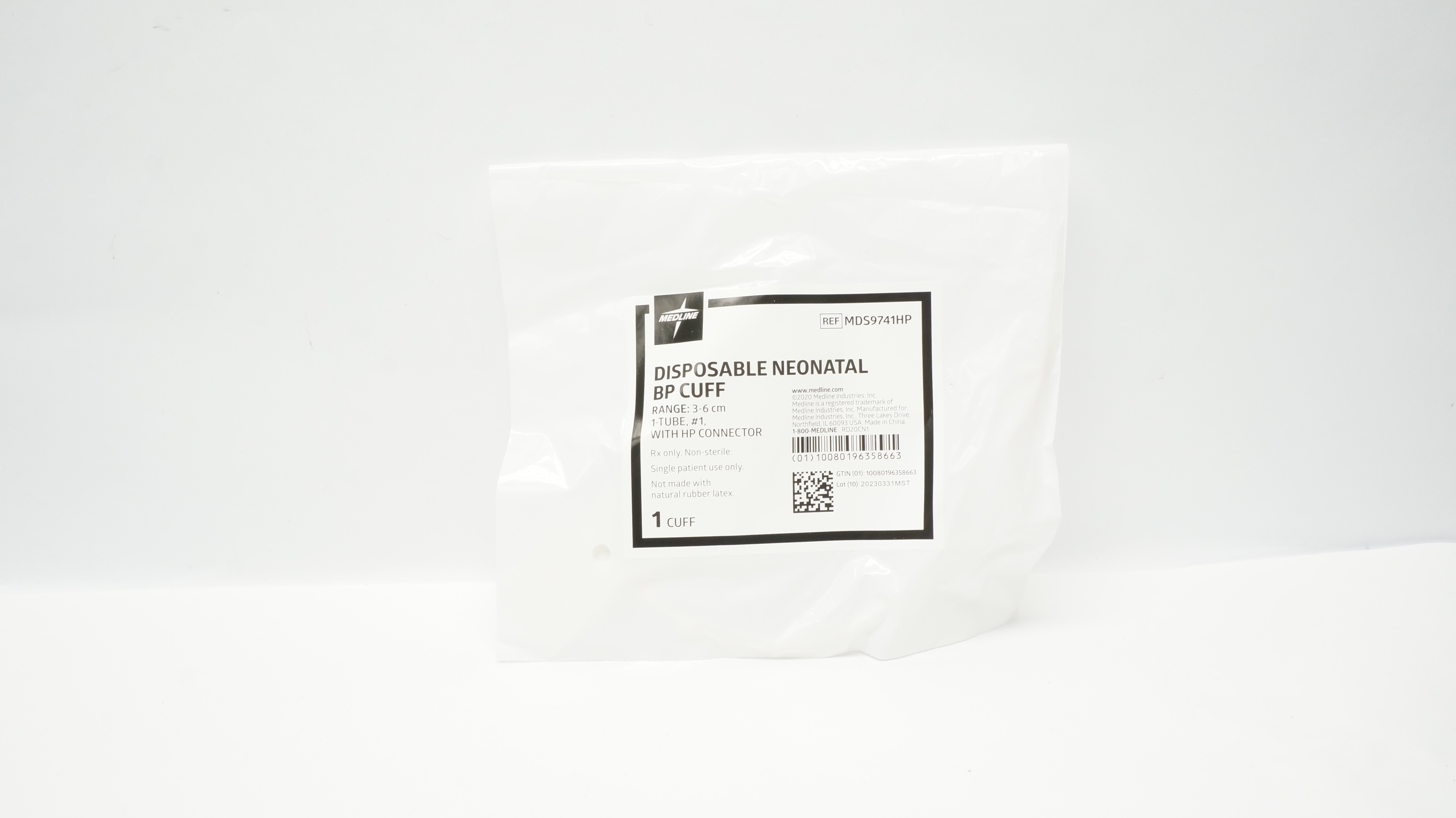 Medline MDS9741HP Disposable Neonatal BP Cuff 3-6cm