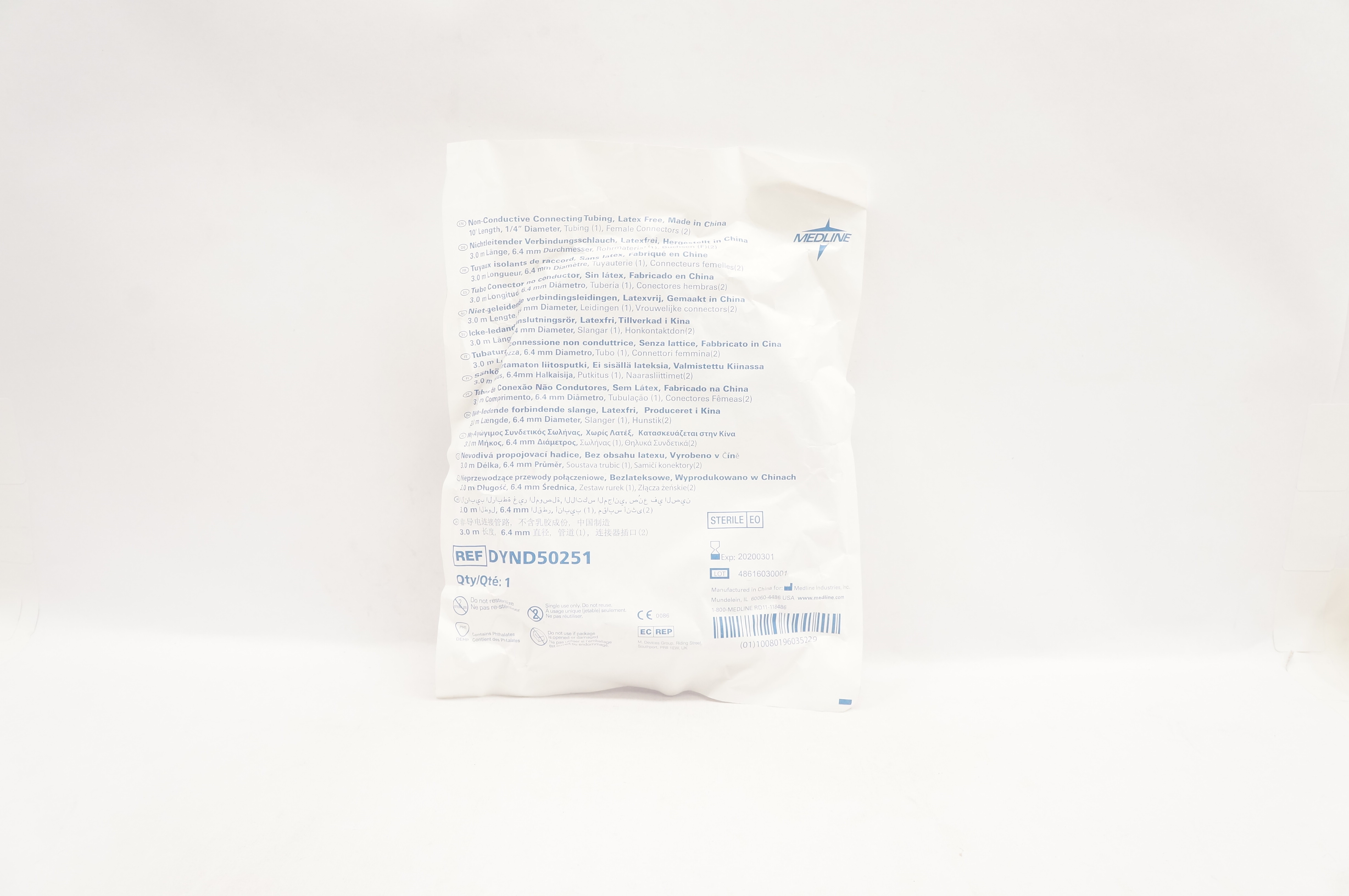 Medline DYND50251 Non-Conductive Connecting Tubing 1/4in x 10F (x)