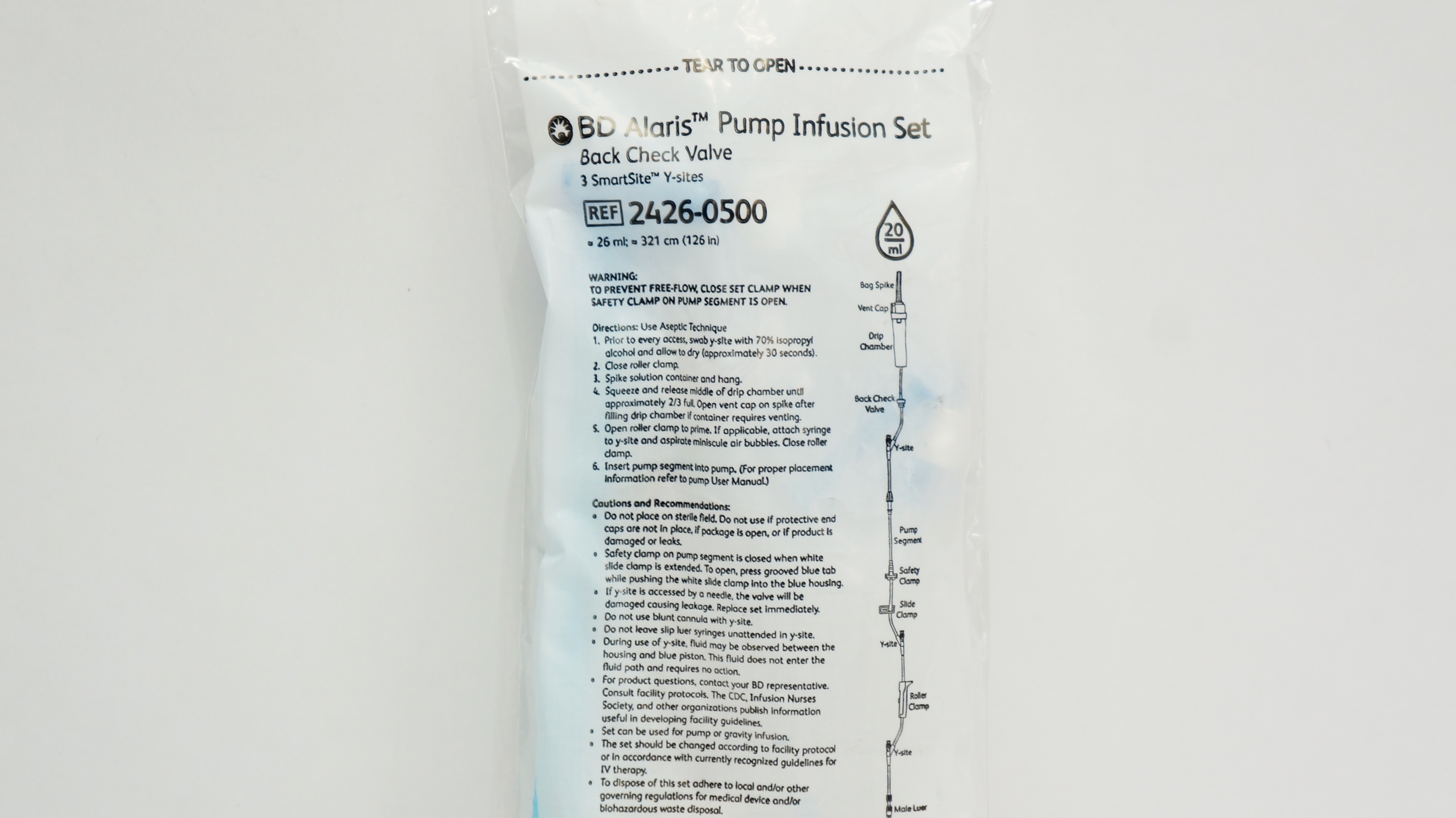 BD 2426-0500 Alaris Pump Infusion Set 26mL x 126inch Approx. 20Drops/ml