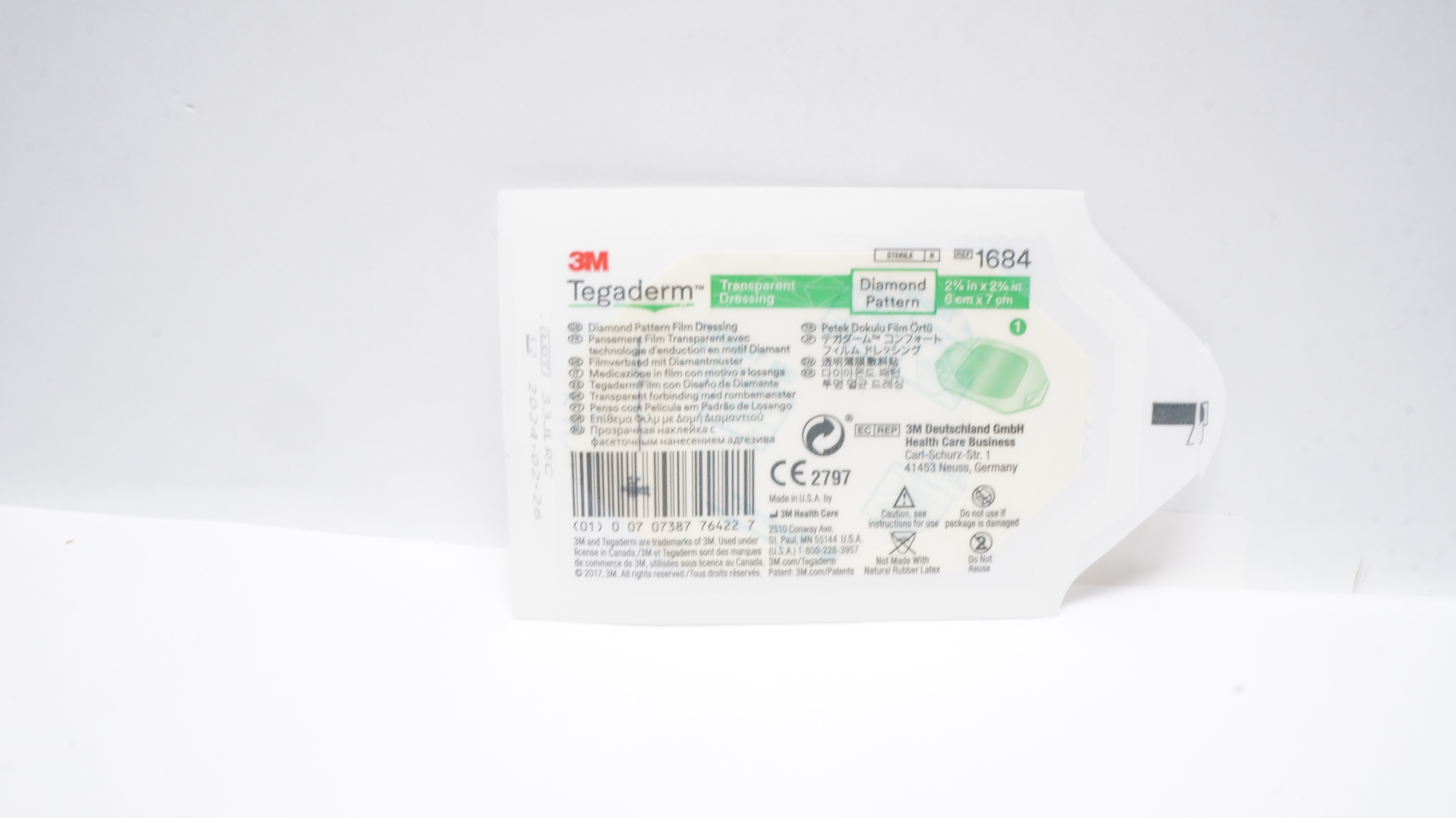 3M 1684 Tegaderm Diamond Pattern Film Dressing 2-3/8inch x 2-3/4inch (x)