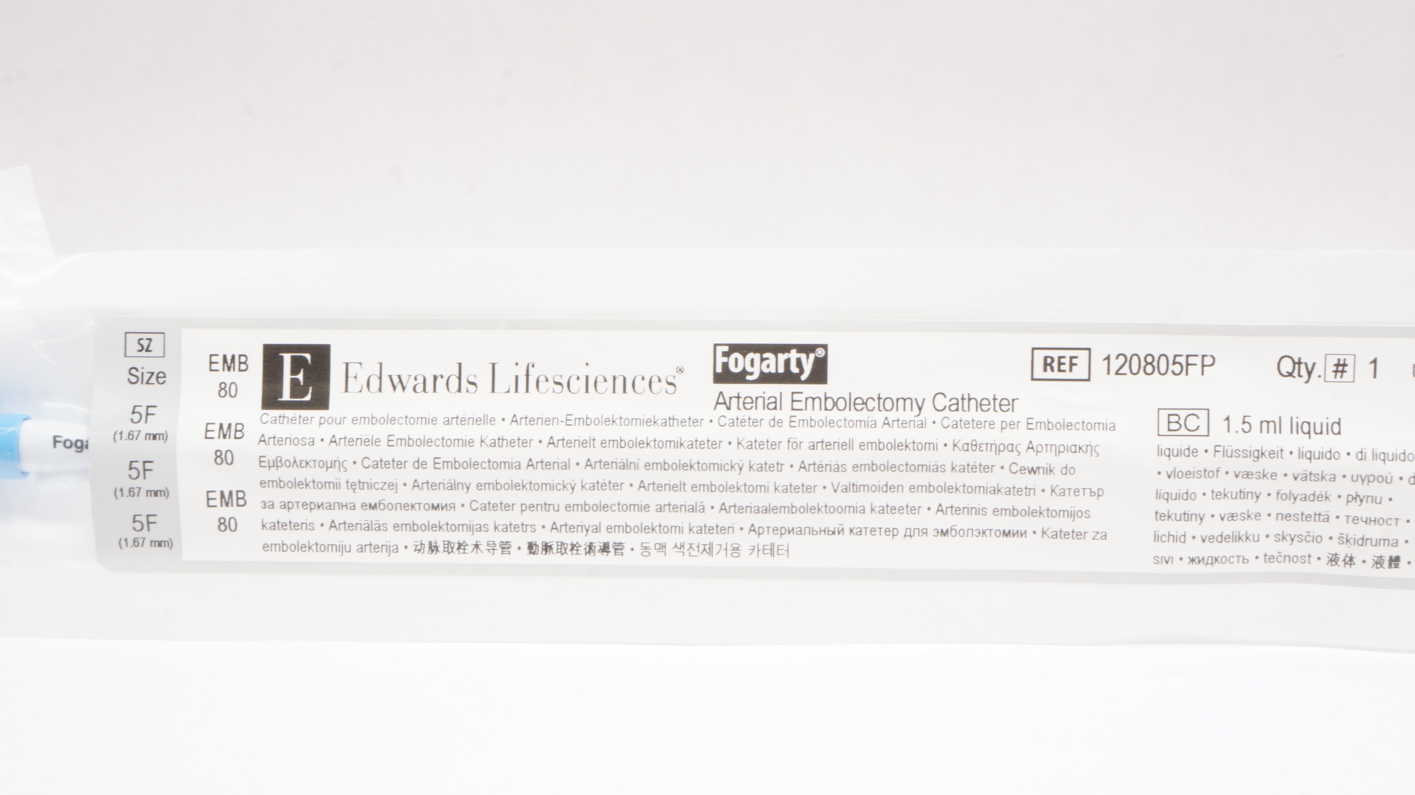 Edwards Lifesciences 120805FP Fogarty Arteriial Embolectomy Cath. 5F x 80cm (x)