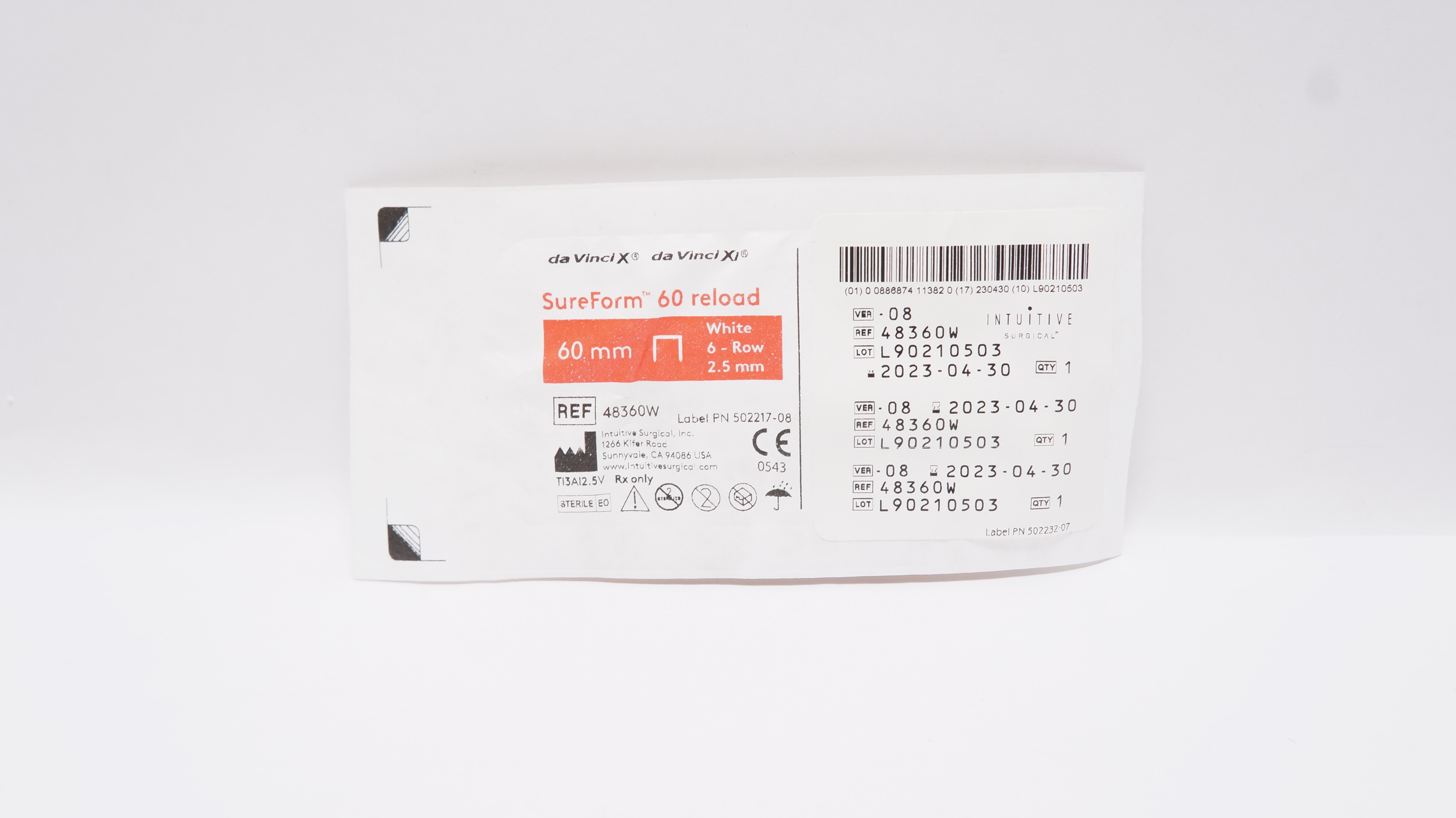Intuitive 48360W daVinci X Xi SureForm 60 Reload 6-Row White 60mm x 2.5mm (x)