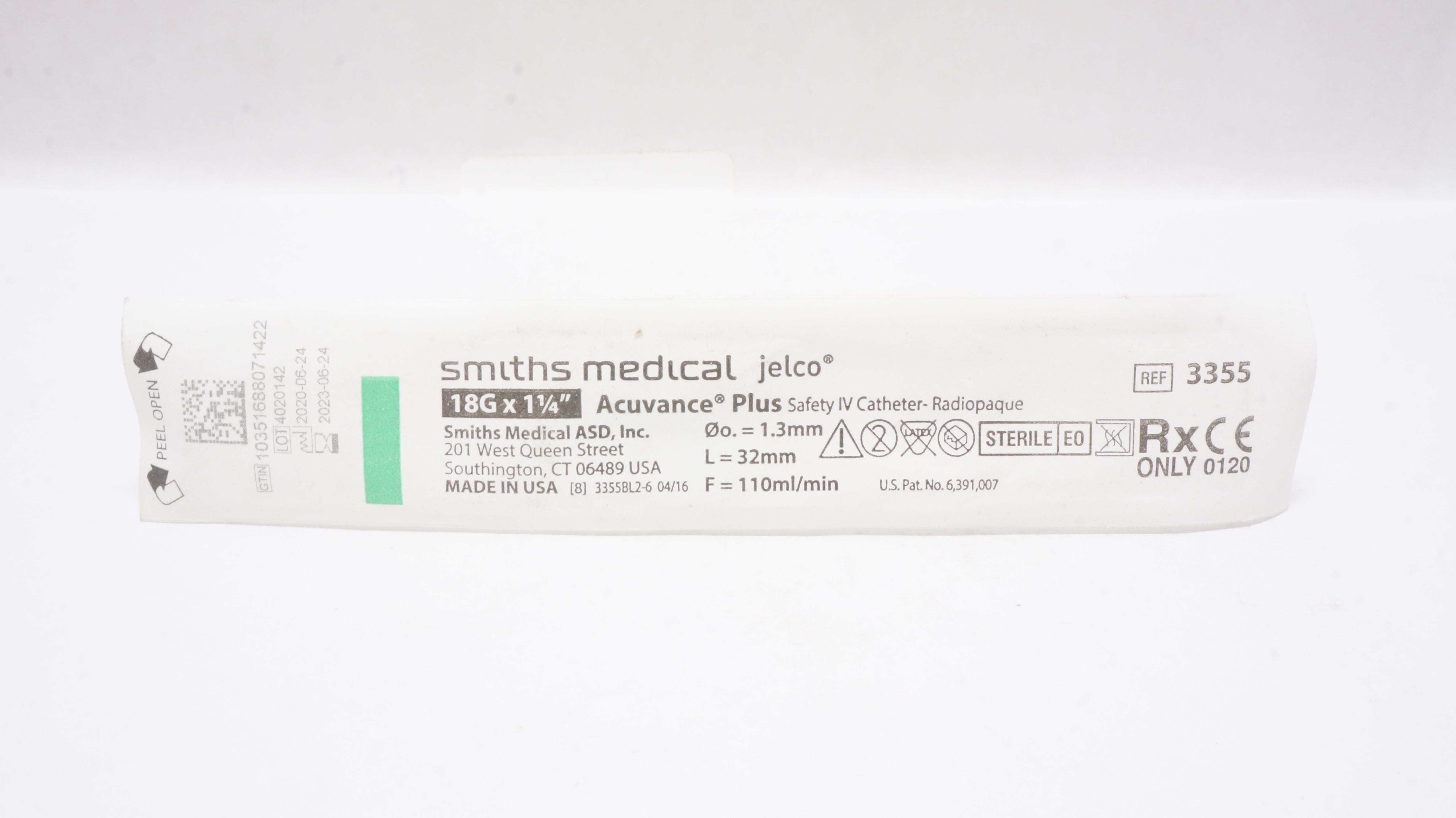 Smiths Medical 3355 Jelco Acuvance Plus Safety IV Catheter- Radiopaque (x)