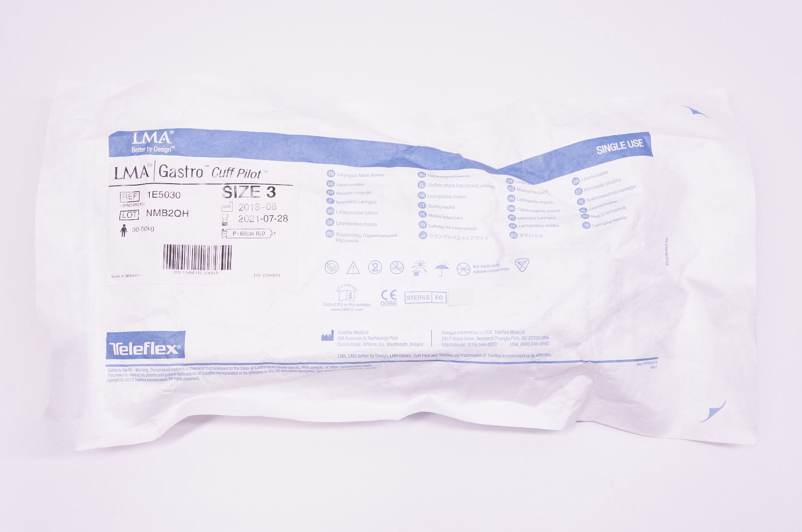 Teleflex 1E5030 LMA Gastro Cuff Pilot, Size 3 30-50kg