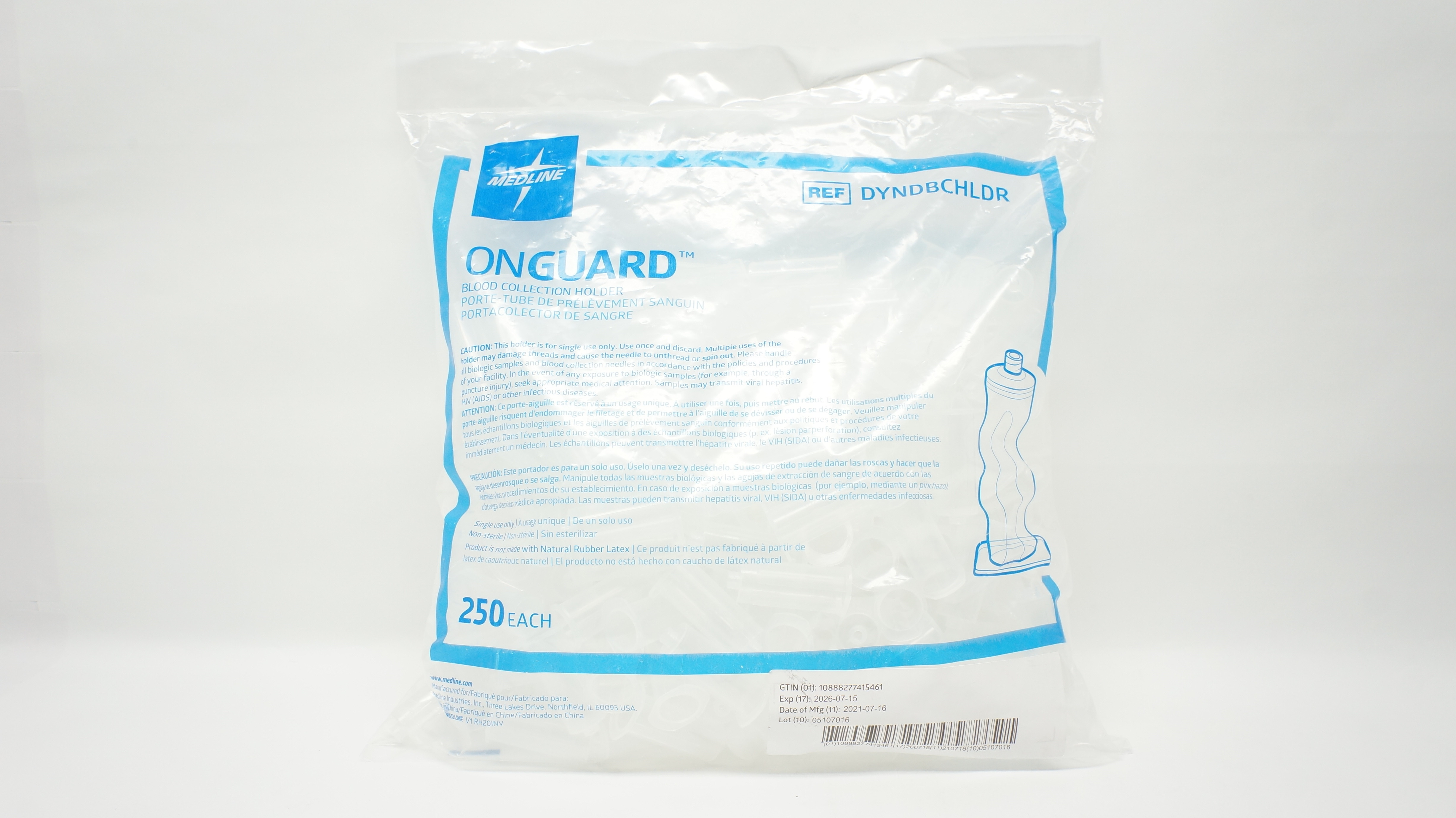 Medline DYNDBCHLDR Onguard Blood Collection Tube Holders Pack of 250
