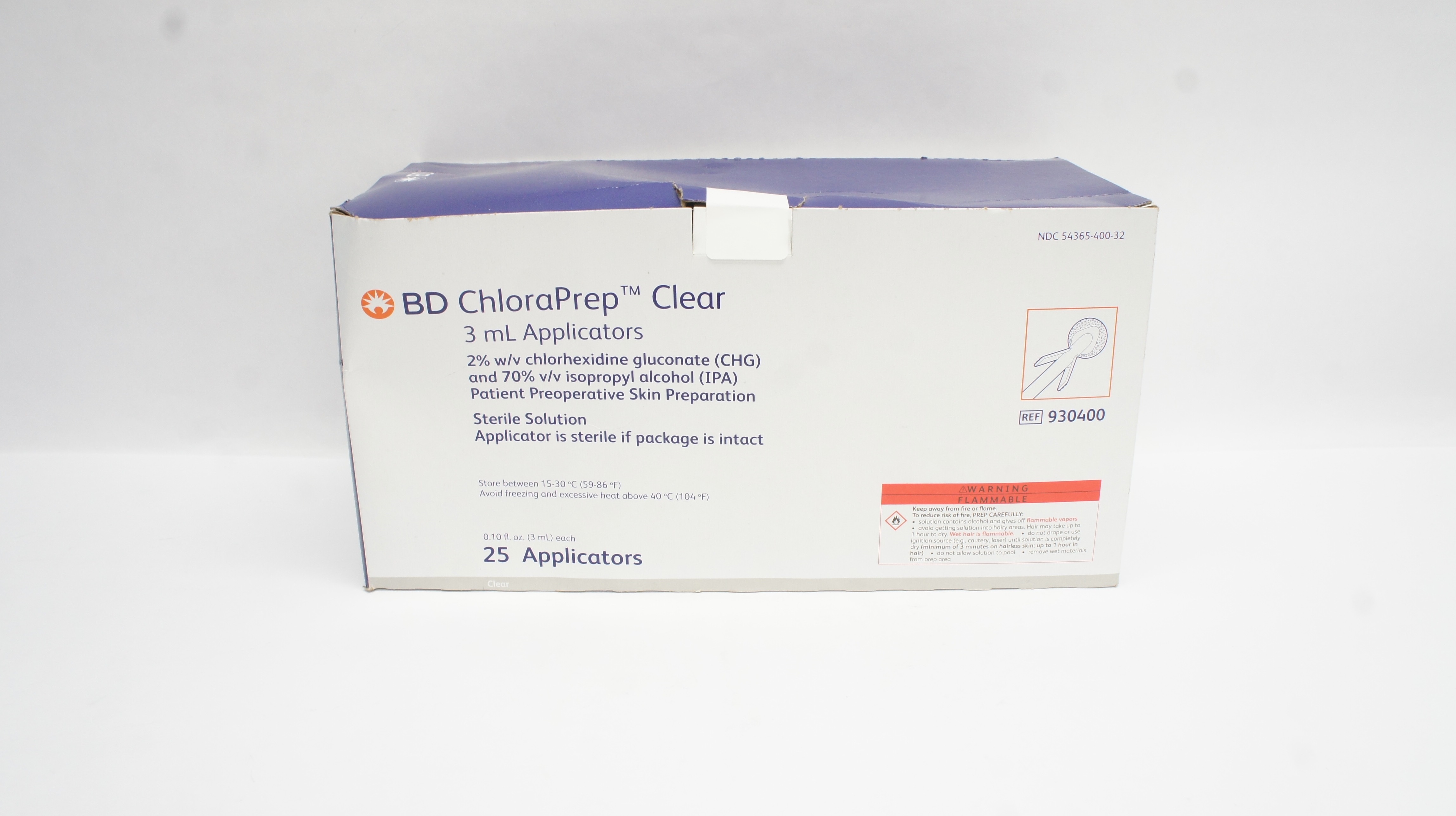 BD 930400 ChloraPrep Clear Applicators 0.10fl.oz. Each - Box of 25