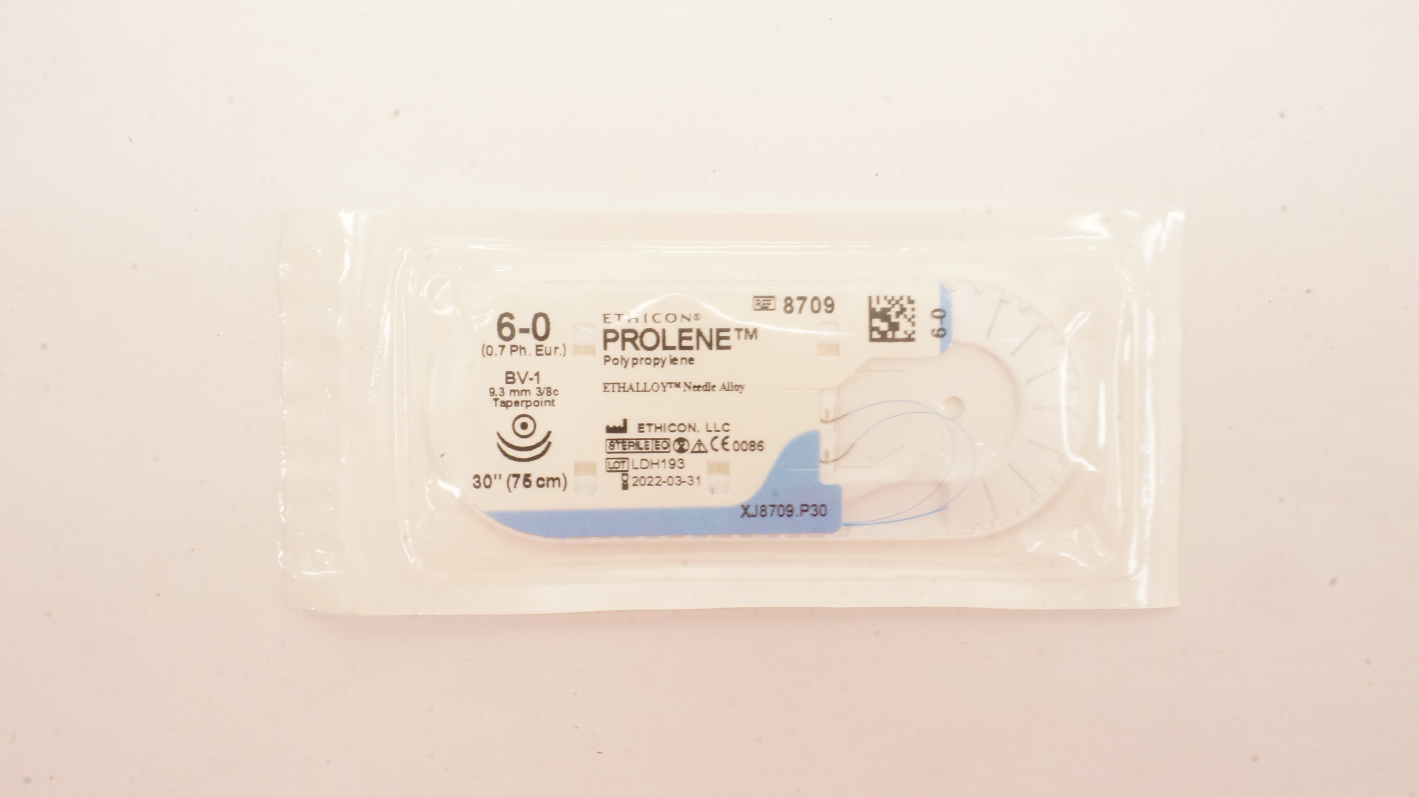 Ethicon 8709 6-0 PROLENE Stre BV-1 9.3mm 3/8c Taperpoint 30inch