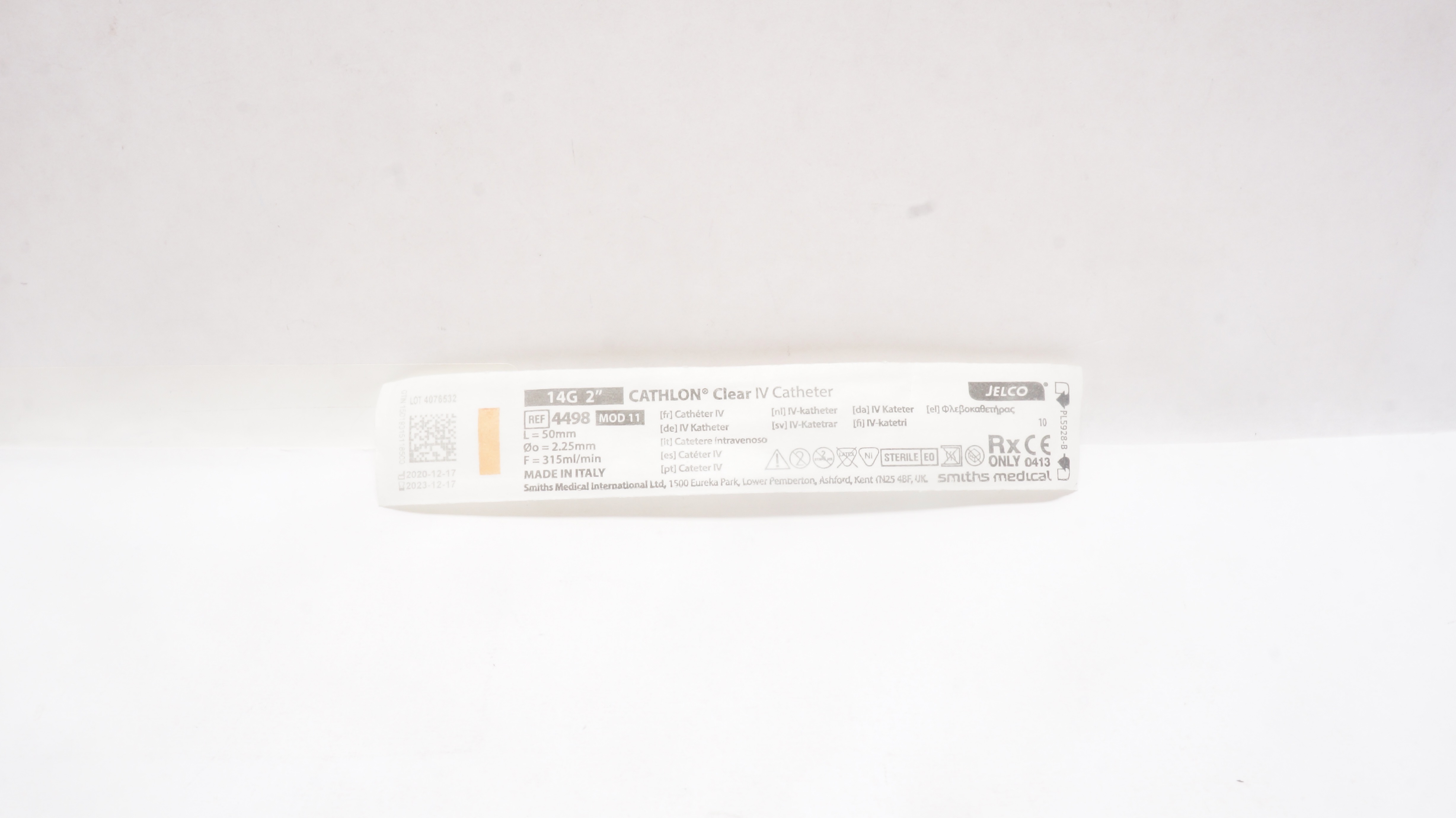 Cathlon Smiths Medical 4498 Jelco Cathlon Clear IV Cath. 14G x 2inch (x)