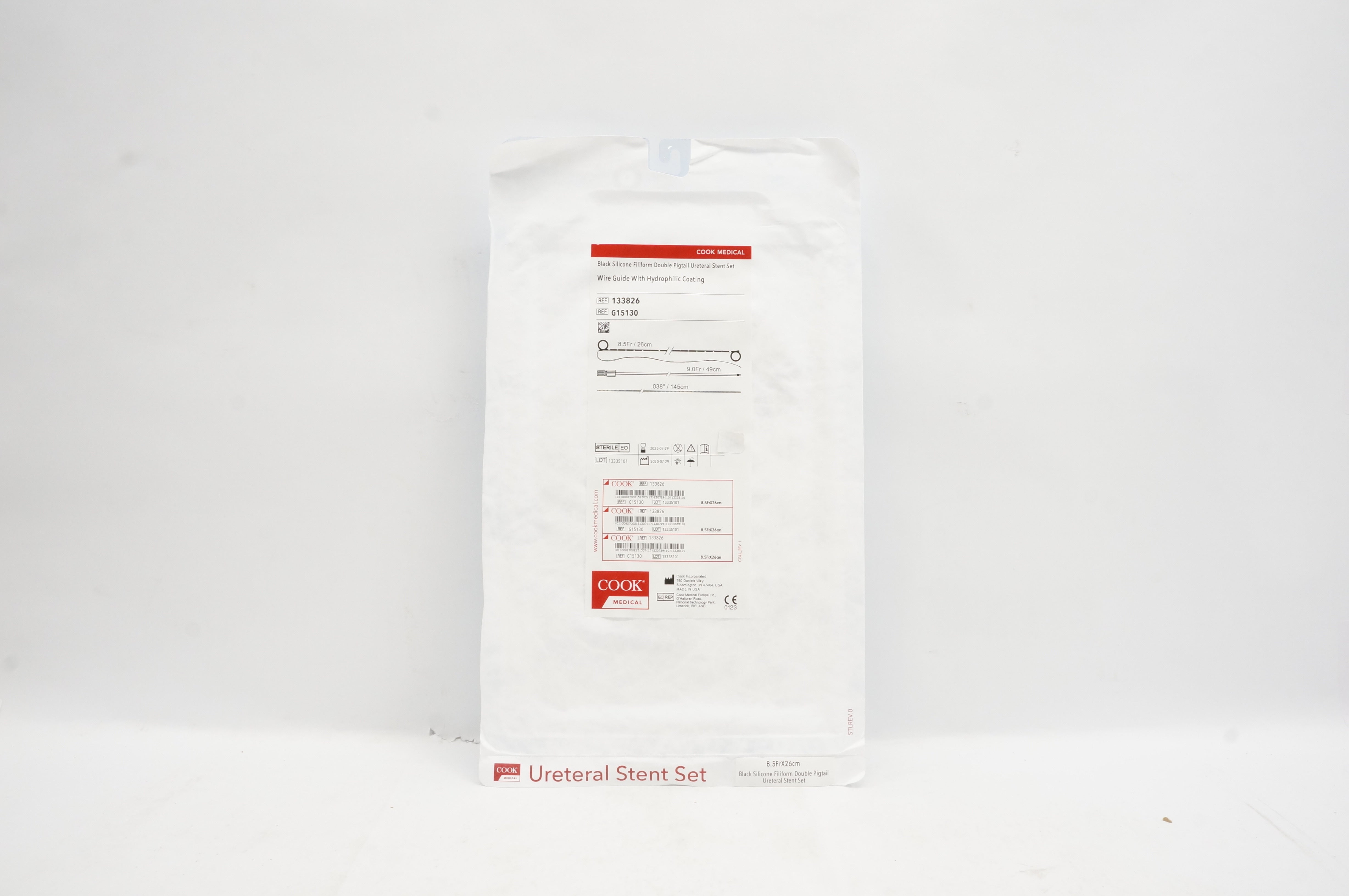 Cook Medical G15130 Black Silicone Filiform Double Pigtail Ureter 8.5Fr x 145cm