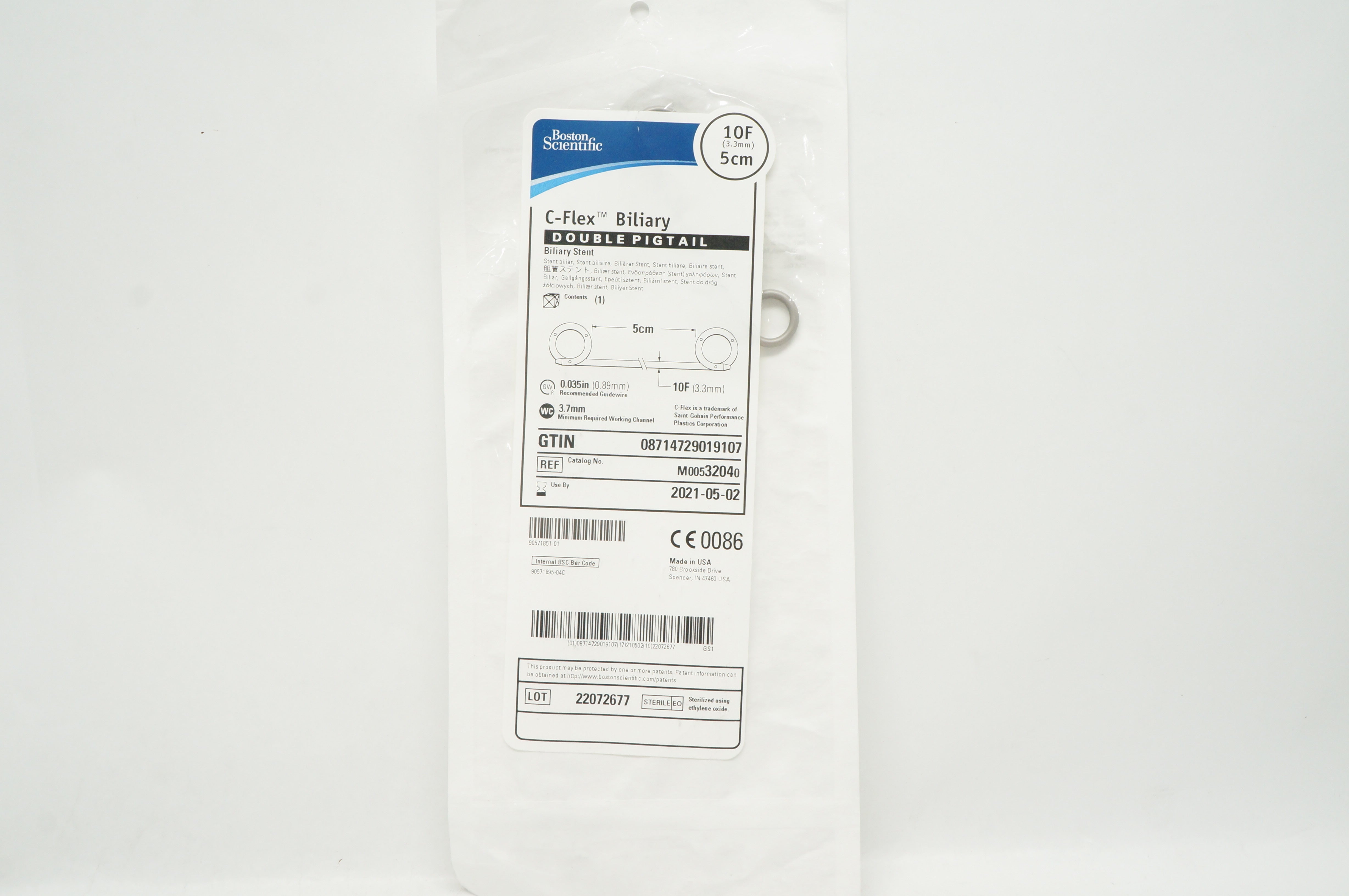 Boston Scientific M00532040 C-Flex Double Pigtail Biliary Stnt 10F x 5cm (x)