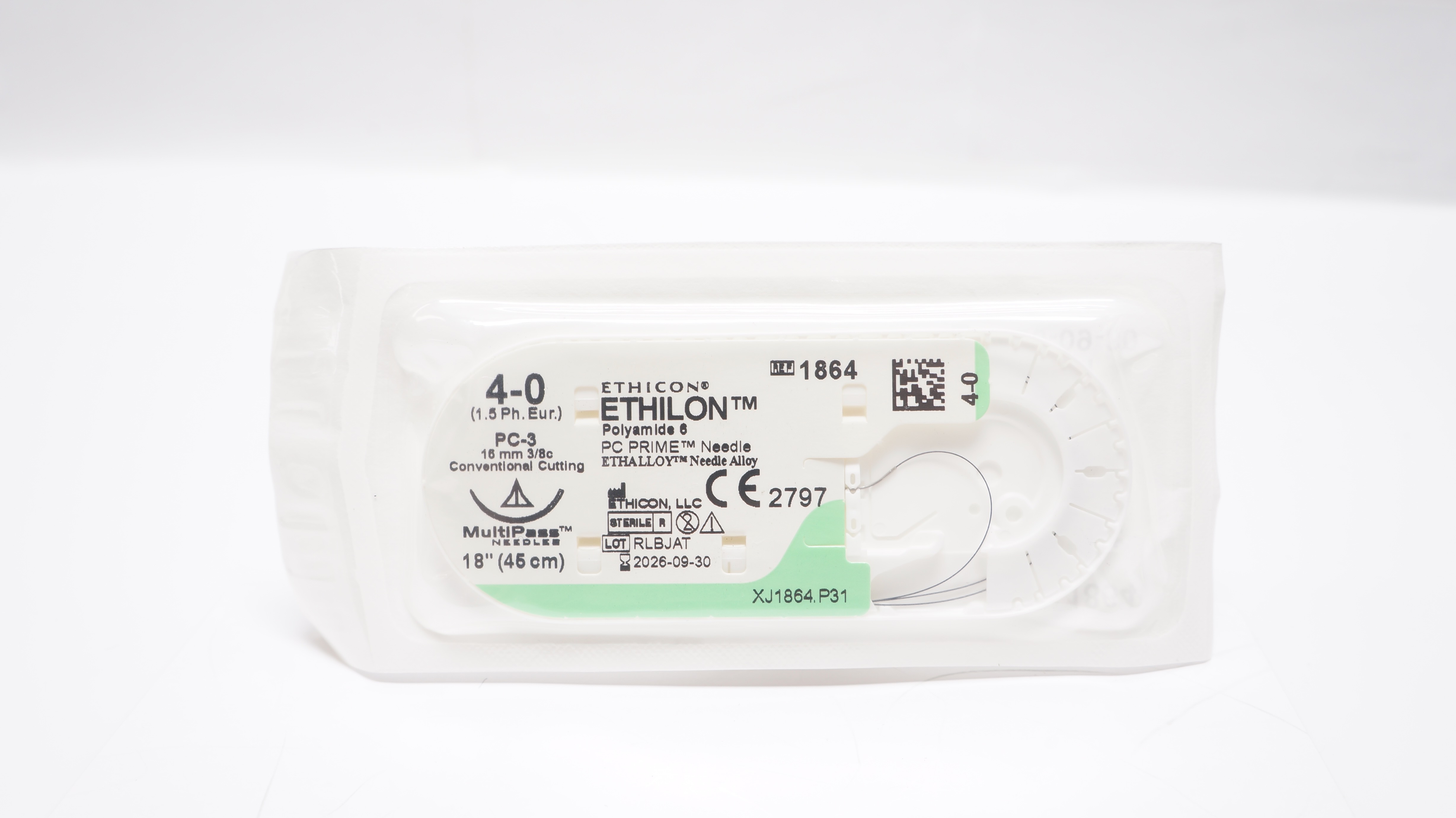 Ethicon 1864 4-0 ETHILON, PC-3, 16mm 3/8c Conventional Cutting, 18inch