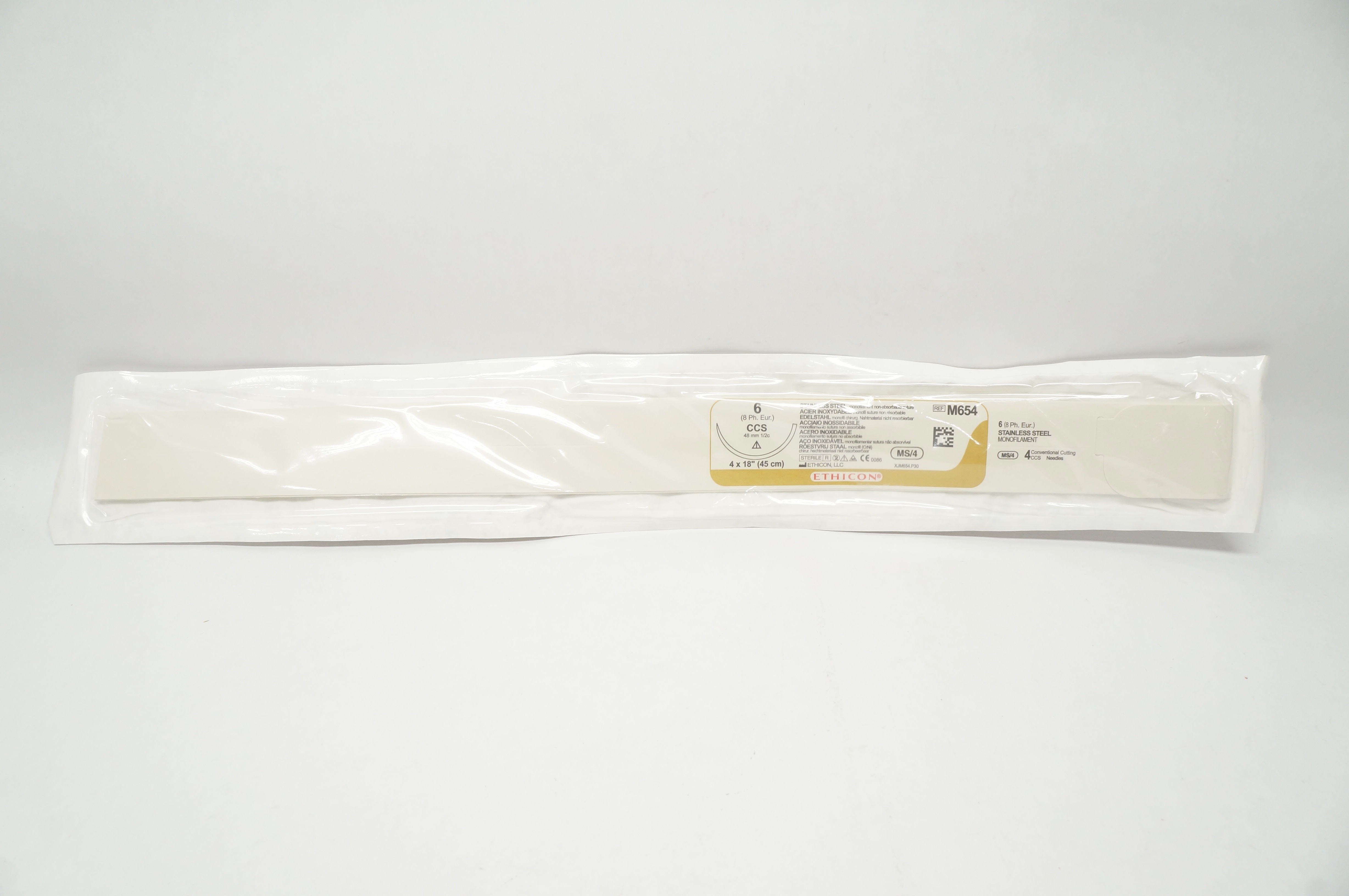 Ethicon M654 6 SURGICAL STEEL CCS 48mm 1/2c Conventional Cutting 18inch