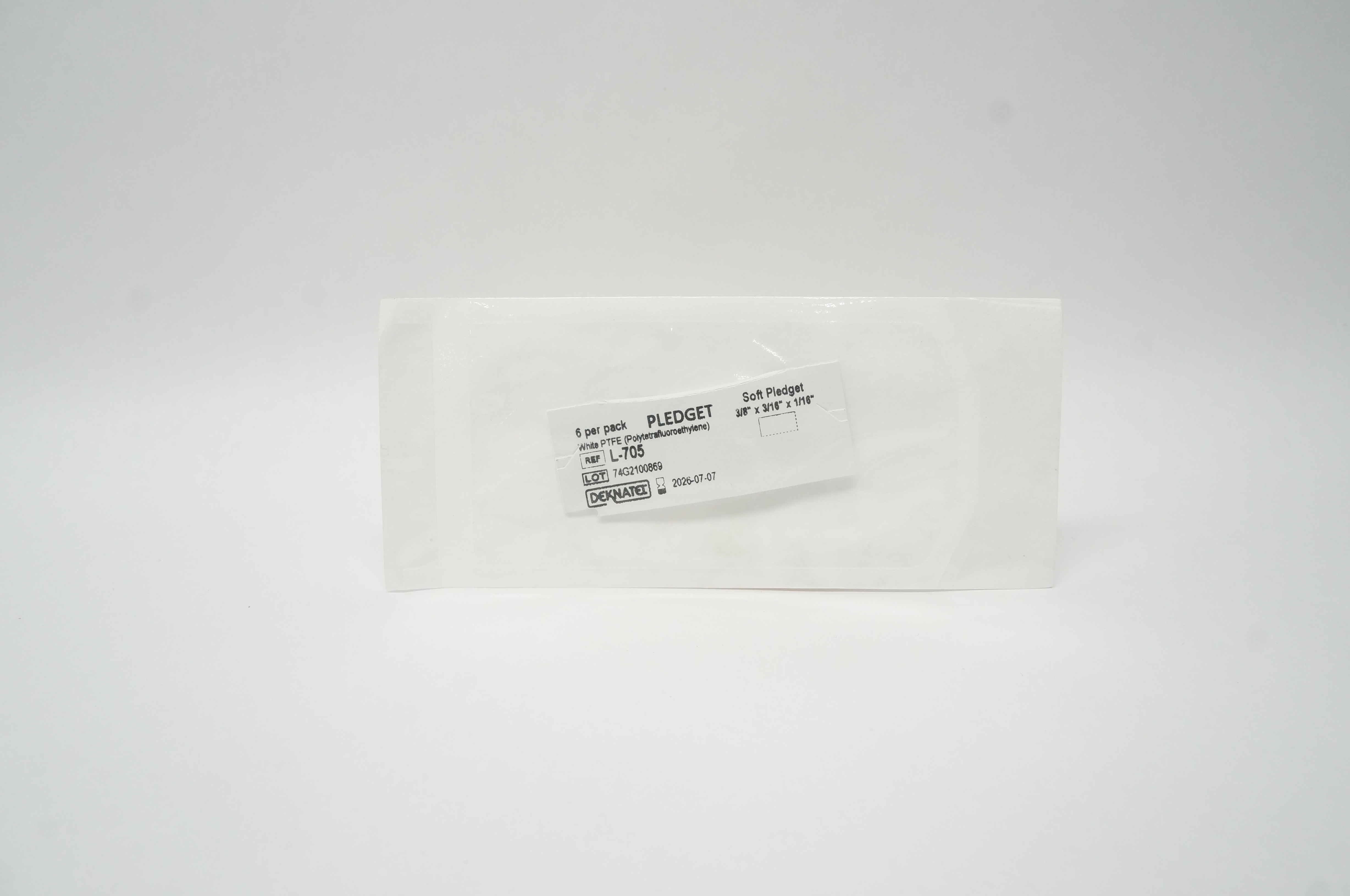 Teleflex L-705 Soft Pledget White PTFE 3/8inch x 3/16inch x 1/16inch - Pack of 6
