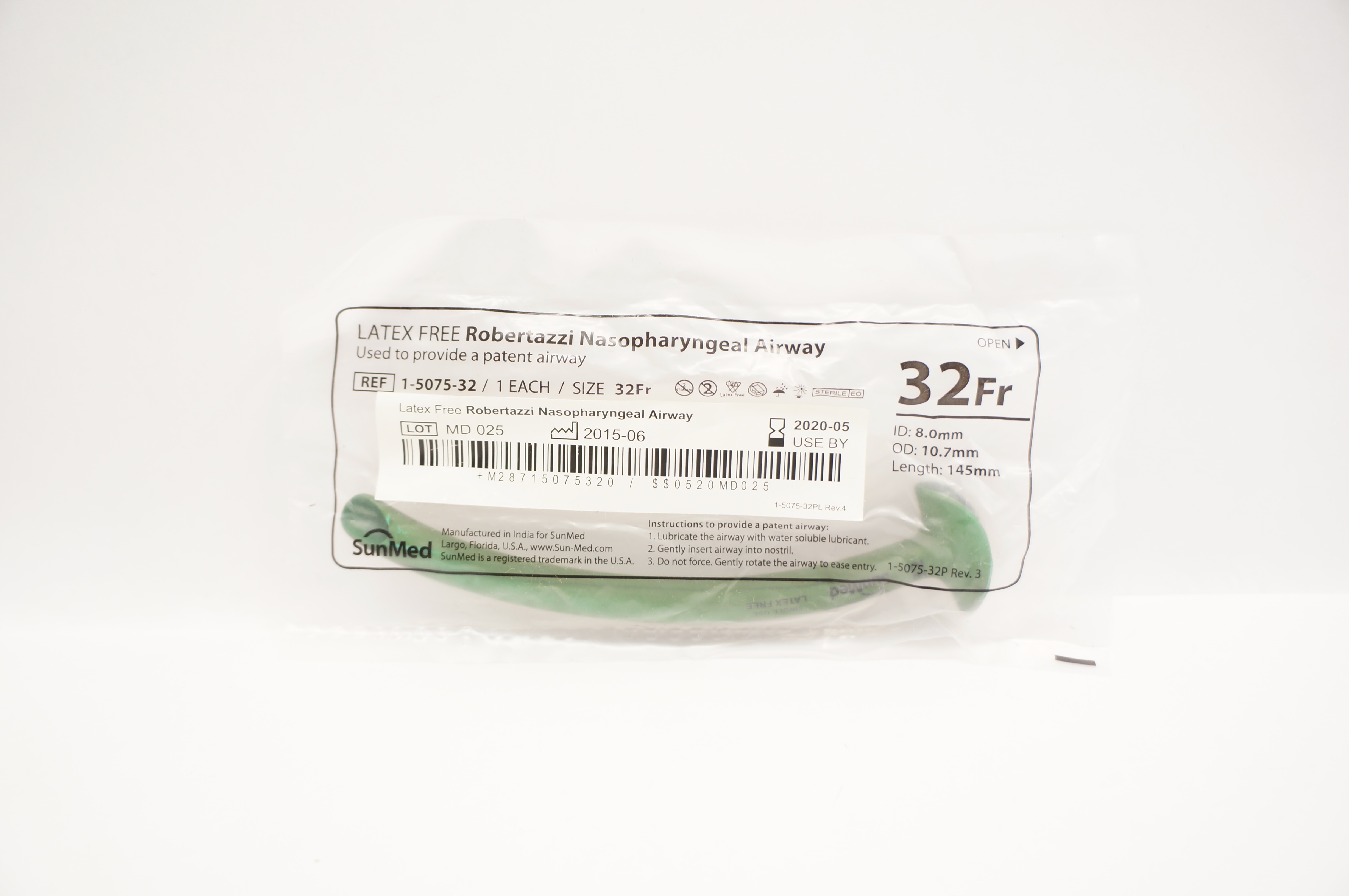 SunMed 1-5075-32 Robertazzi Nasopharyngeal Airway 32Fr. (x)