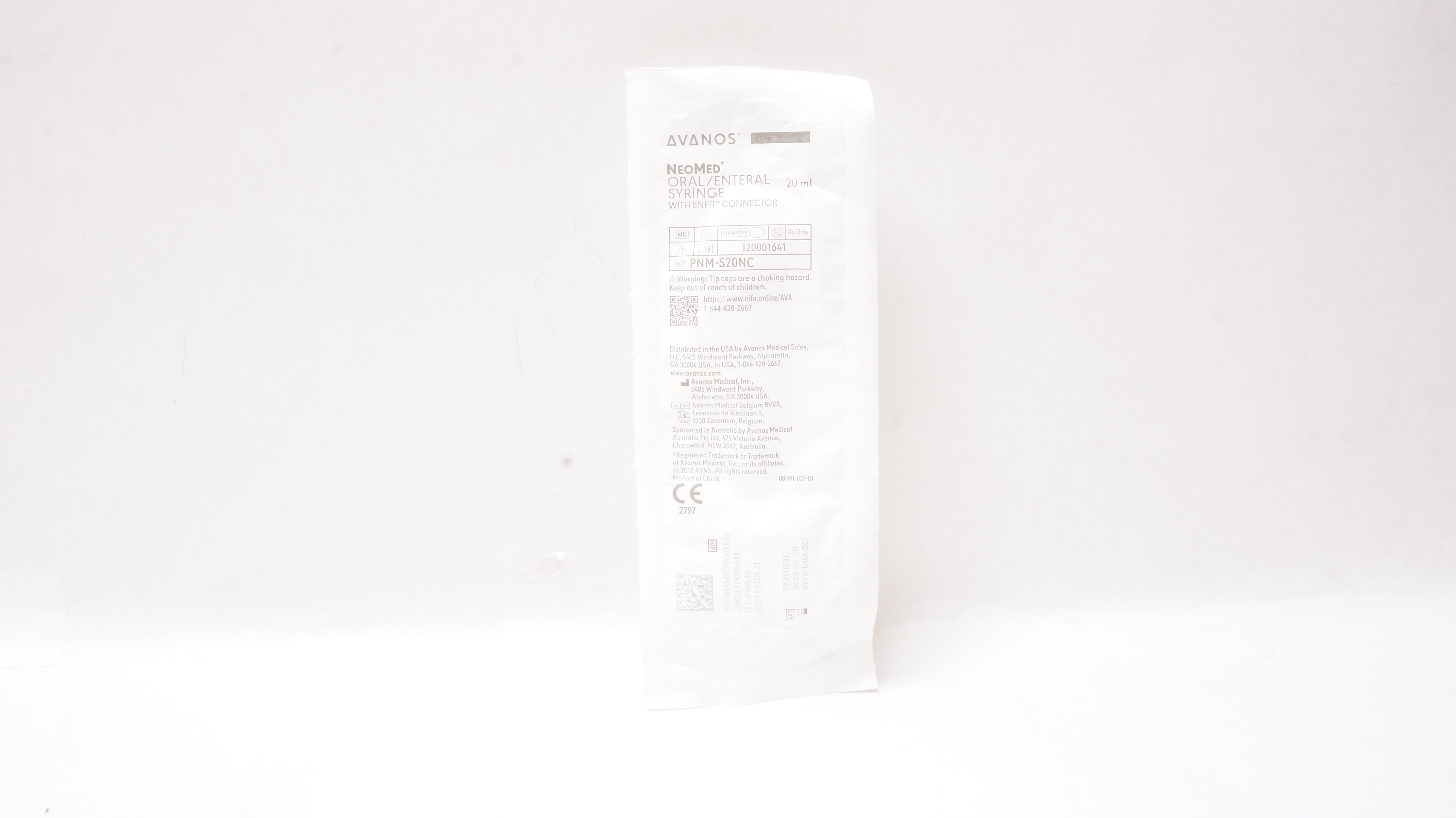 Avanos PNMS20NC NeoMed Oral/Enteral Syringe with ENFIT Connector 20mL