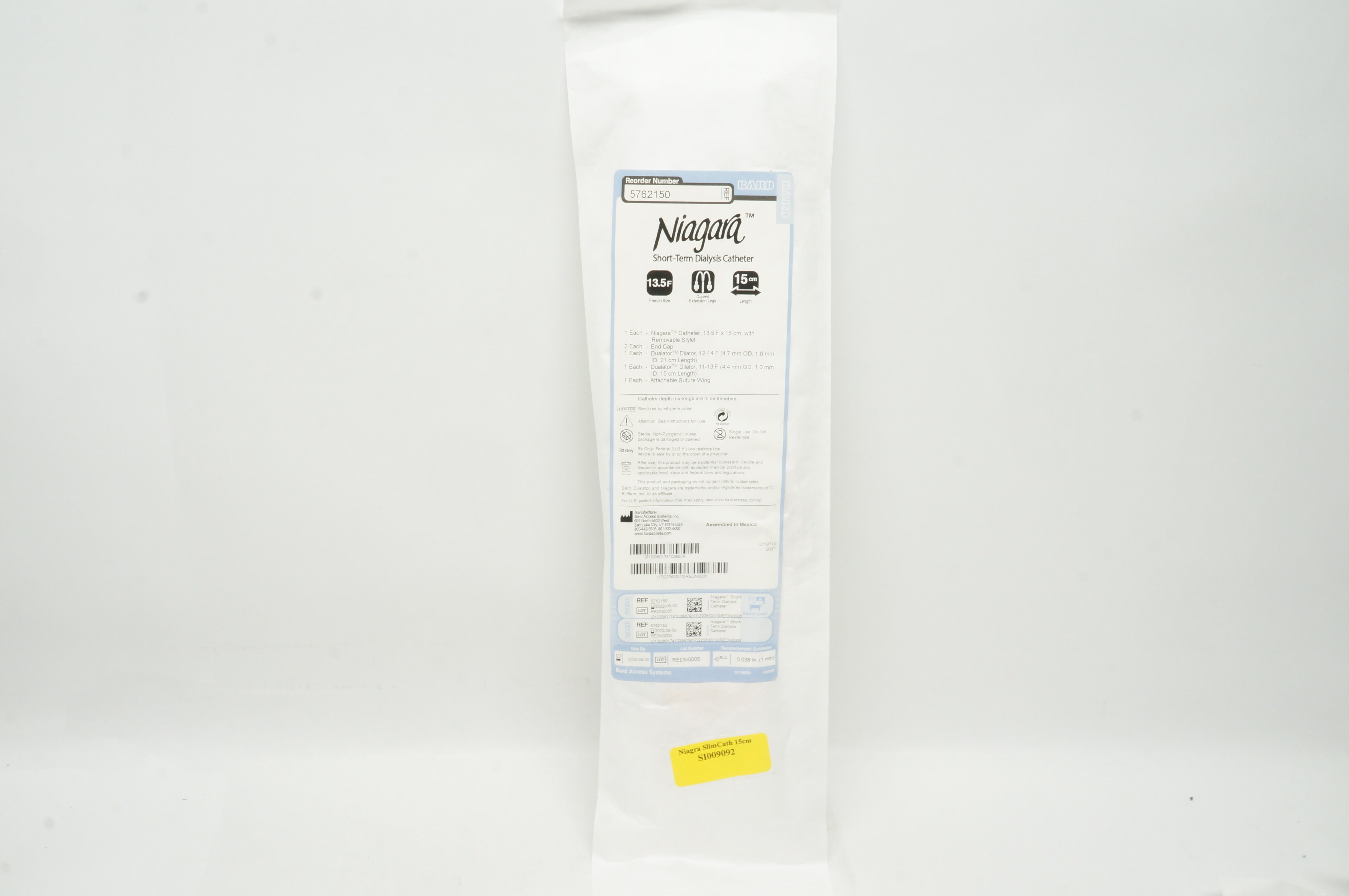 Bard 5762150 Niagara Short-Term Dialysis Catheter 13.5F 15cm