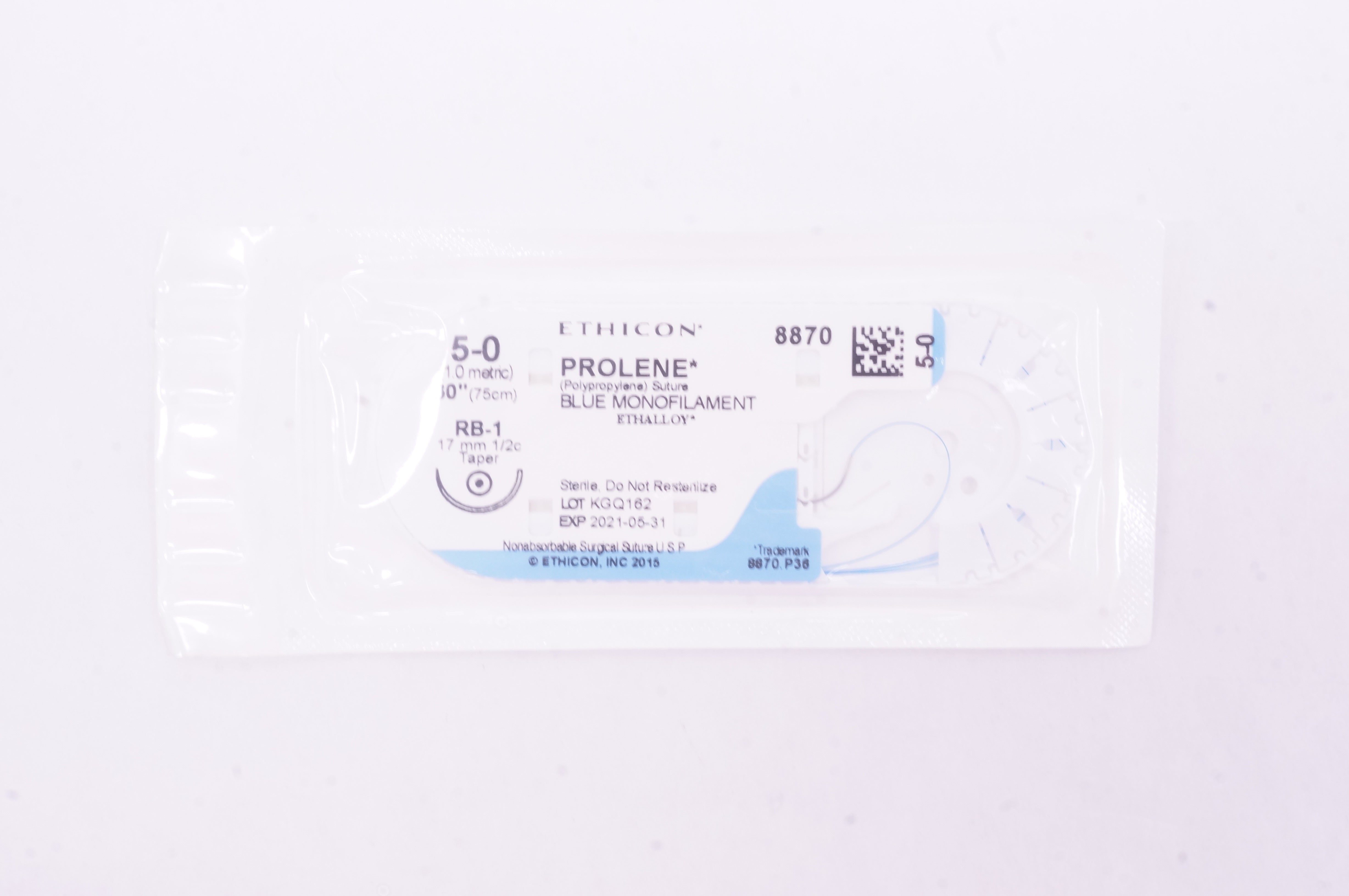 Ethicon 8870 5-0 PROLENE RB-1 17mm 1/2c Taper 10 inch (x)