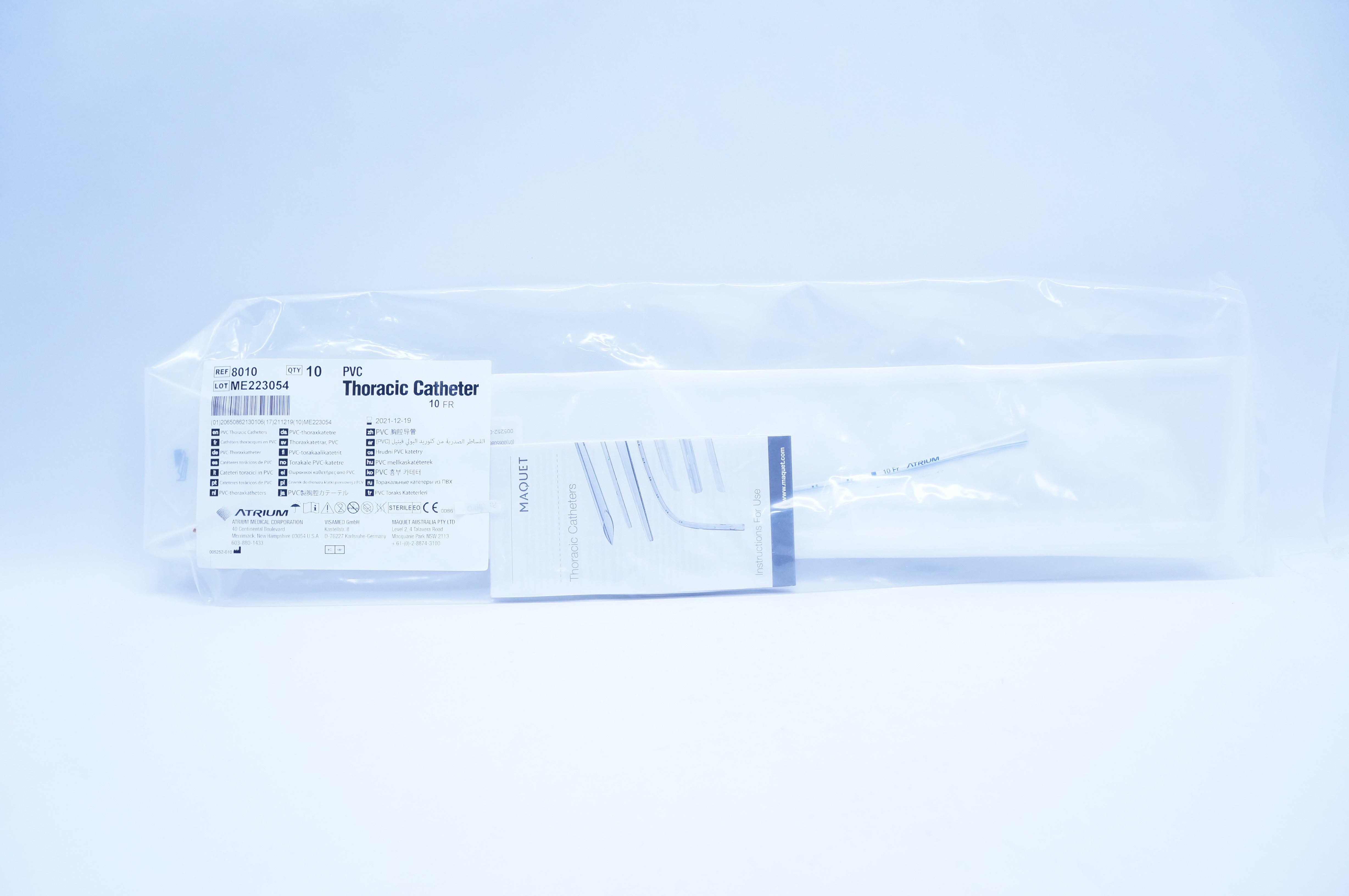 Atrium 8010 PVC Thoracic Cath. 10FR. - Pack of 10
