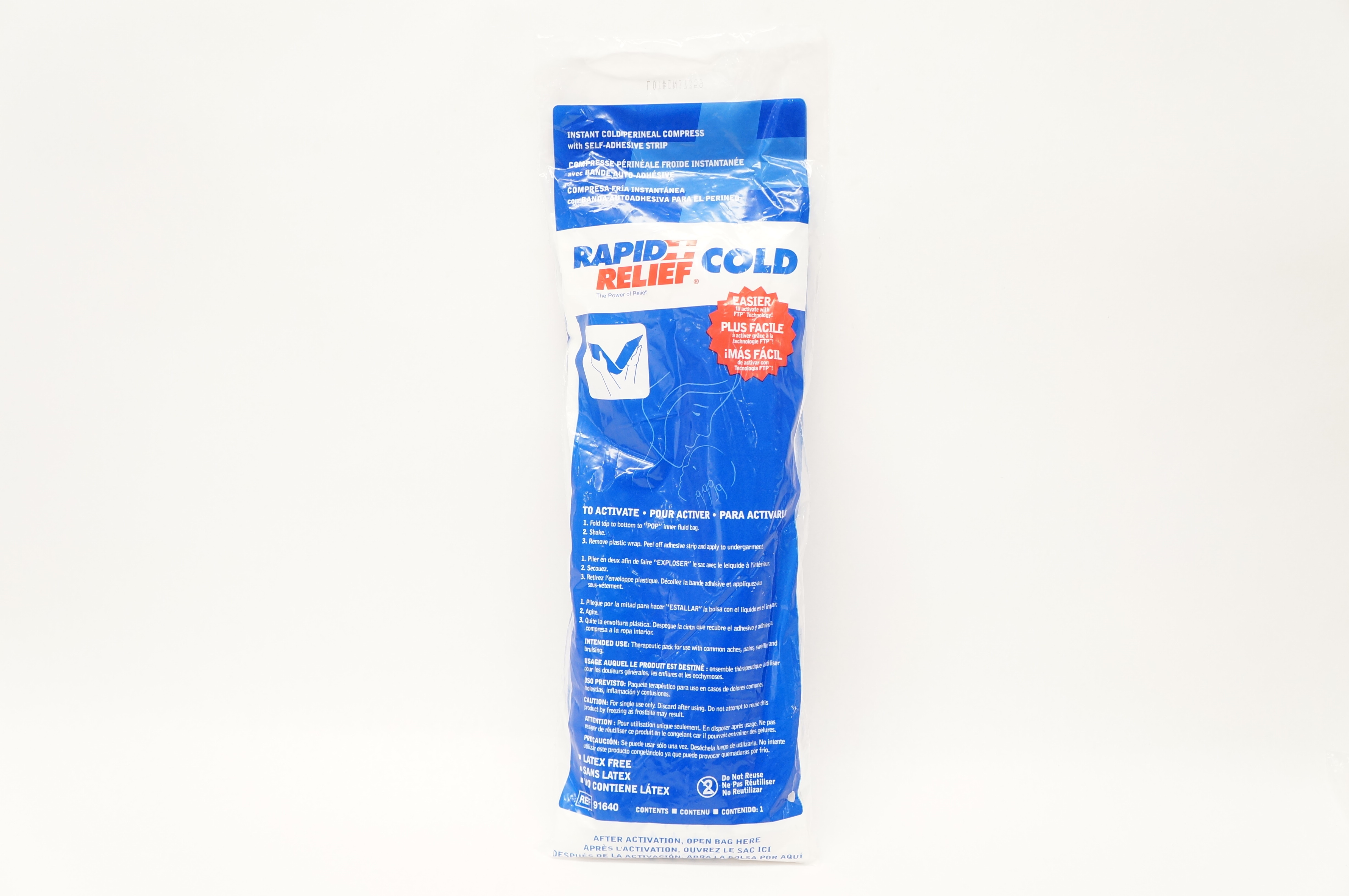 Rapid Relief 91640 Instant Cold Perineal Compress with Self-Adhesive Strip