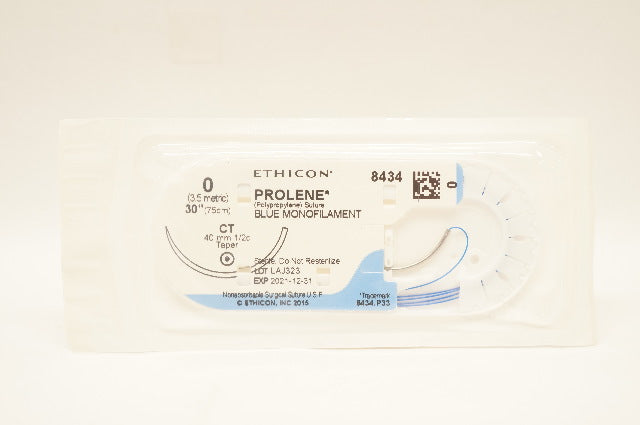 Ethicon 8434 0 Blue Monofilament CT 40mm 1/2c Taper, 30inch (x)