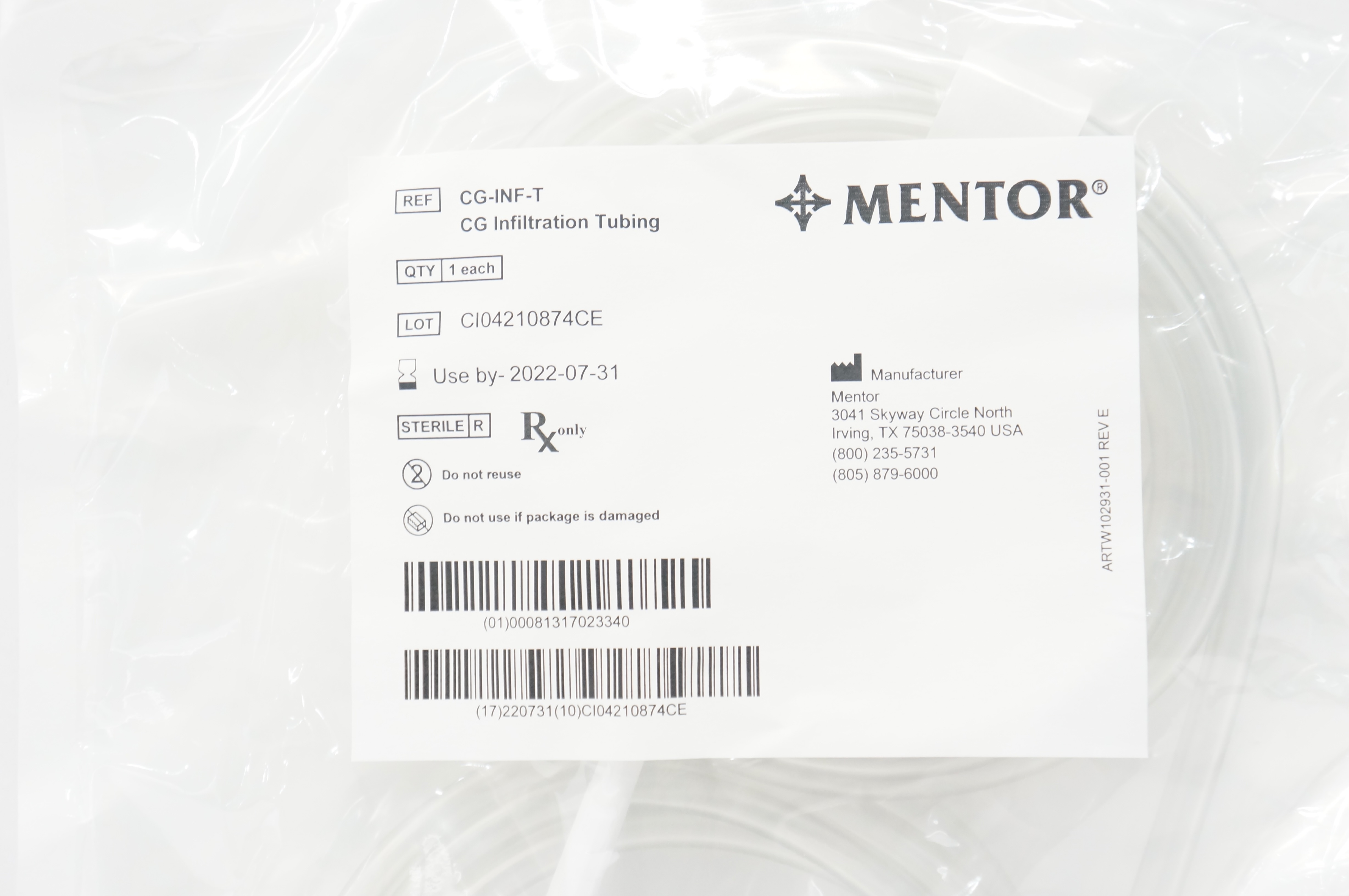 Mentor CG-INF-T CG Infiltration Tubing (x)