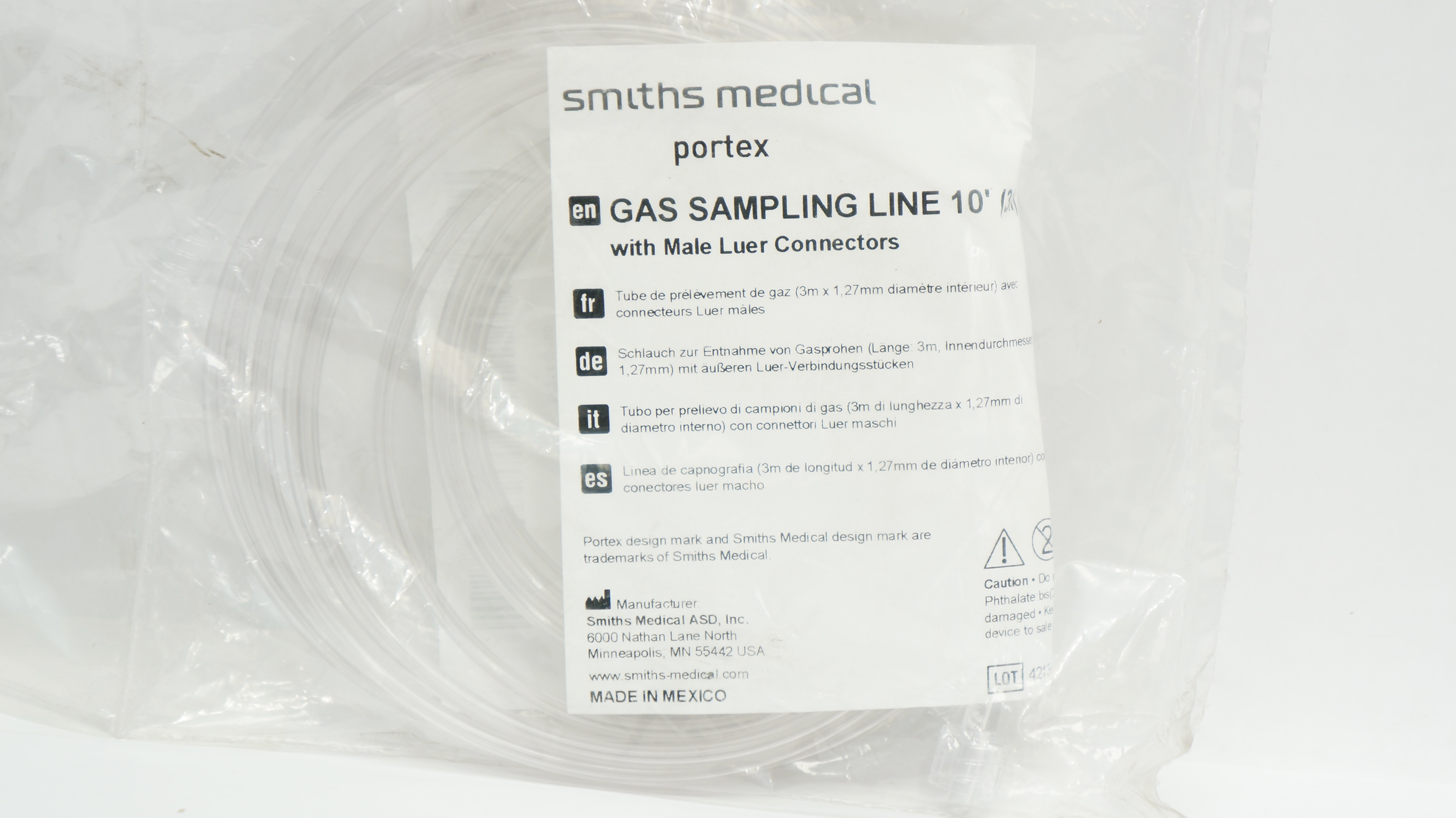 Smiths Medical 225-3422-800 Gas Sampling Line 10Ft. with Male Luer ...