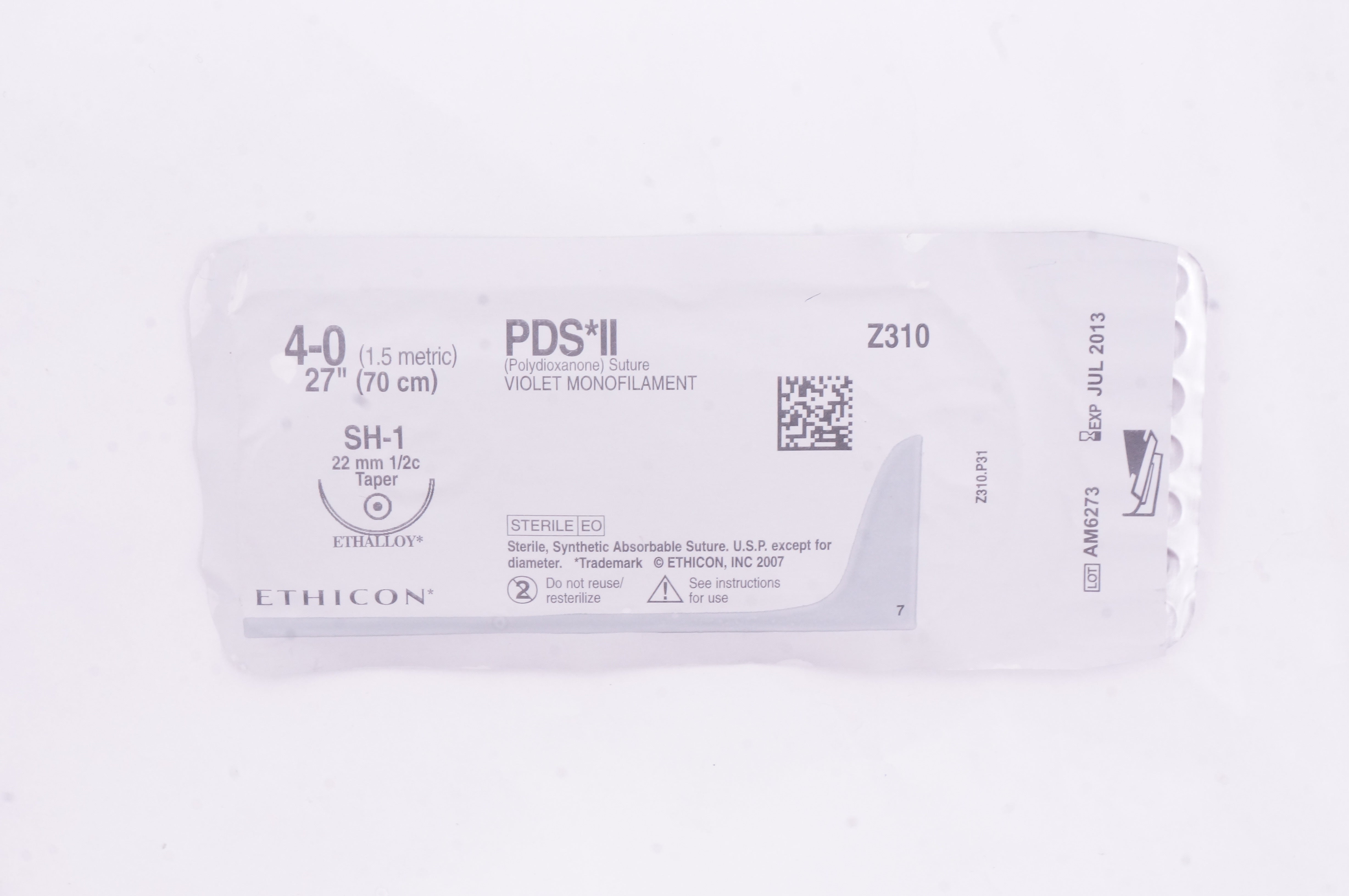 Ethicon Z310 4-0 PDS II, SH-1, 22mm 1/2c Taper, 27 inch (x)