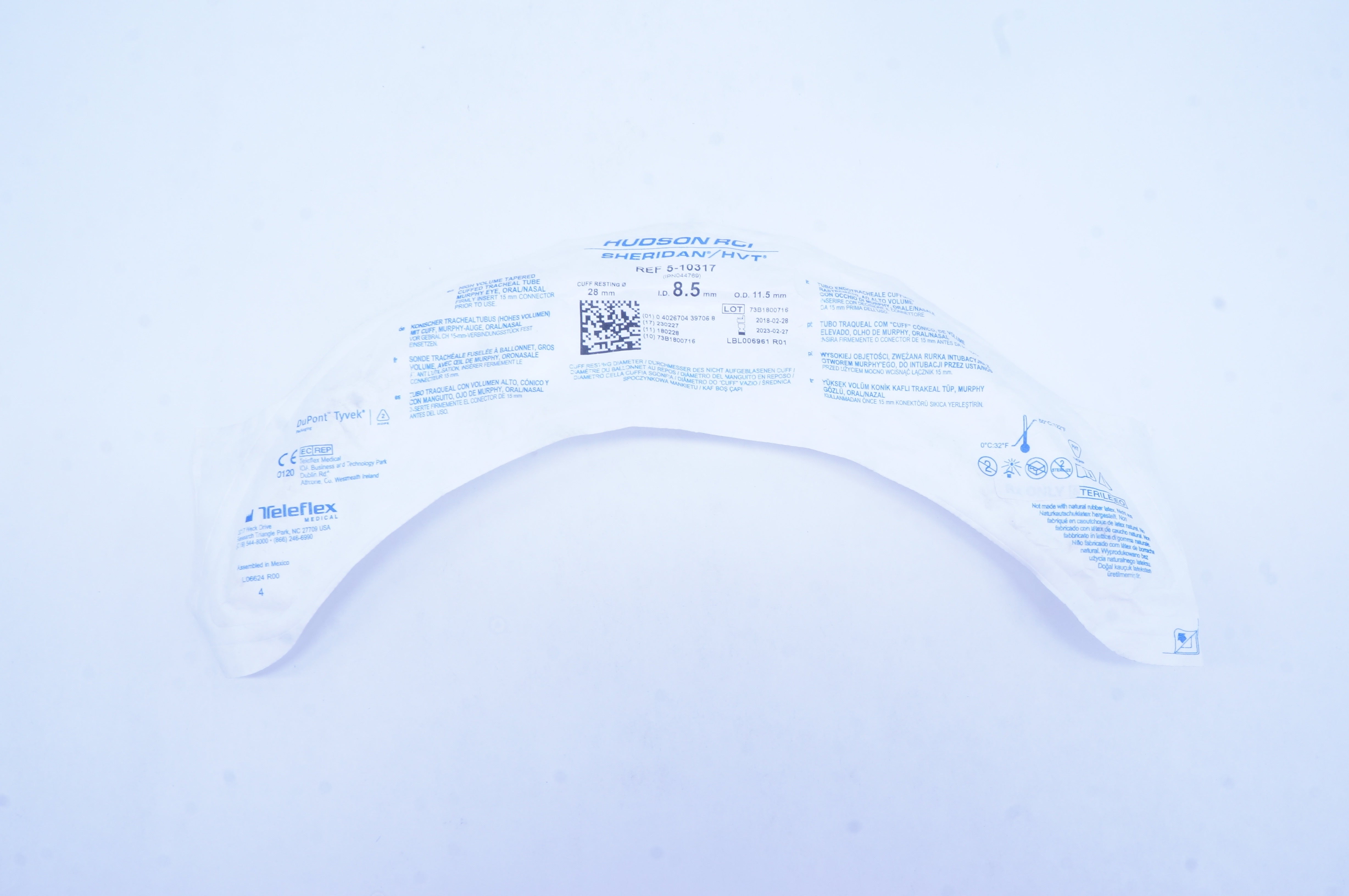 Teleflex 5-10317 High Volume Tapered Cuffed Tracheal Tube 8.5mm ID x11.5mm OD(x)
