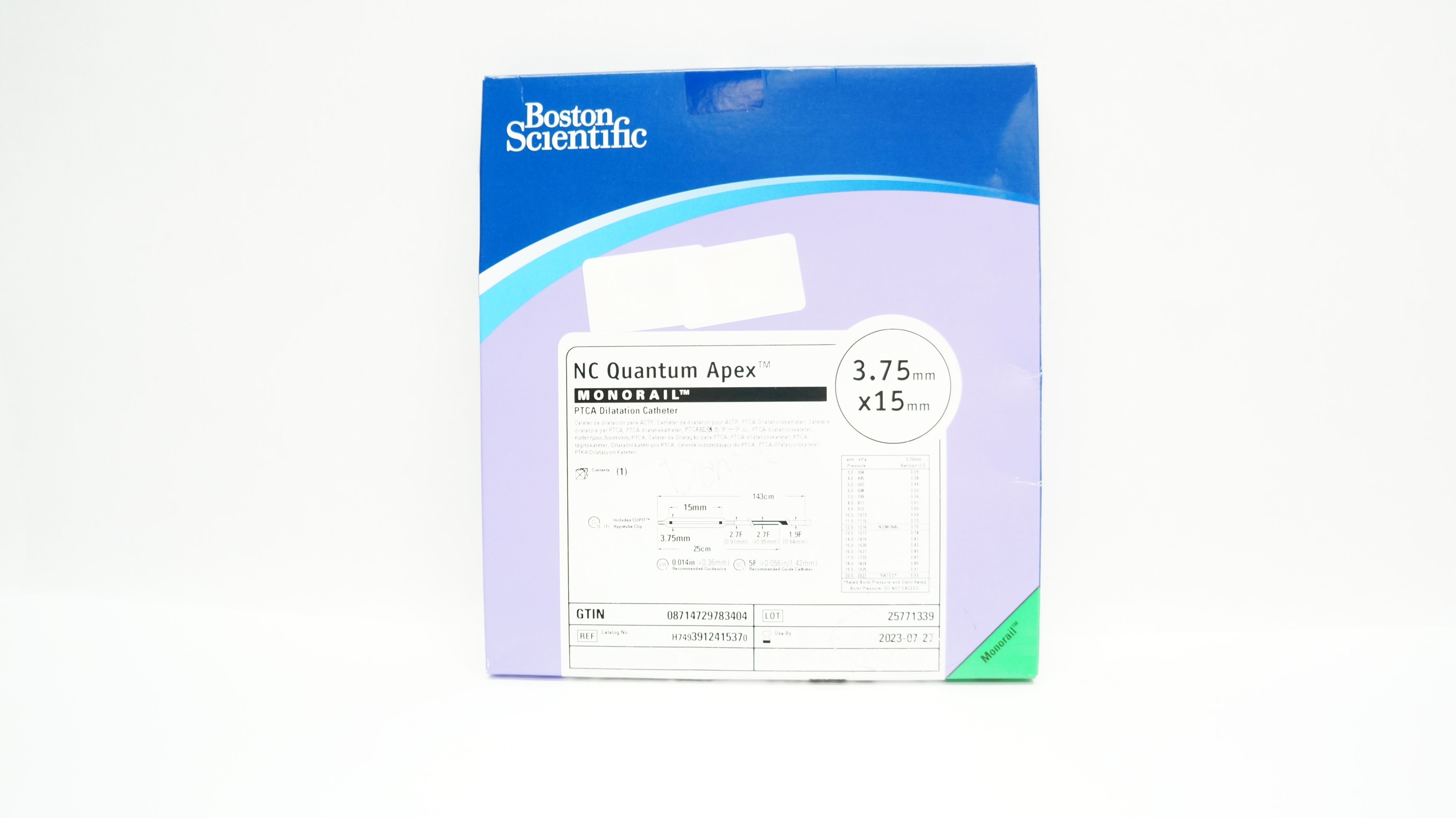 Boston Scientific H7493912415370 Monorail PTCA Dilatation Cath. 3.75 x 15mm (x)