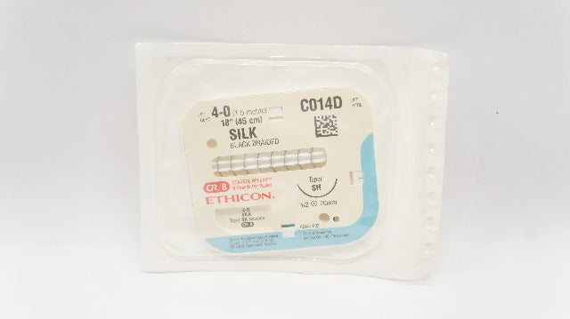 Ethicon C014D 4-0 SILK Surgical Stre Black Braided SH 26mm 1/2c Taper, 18inch(x)