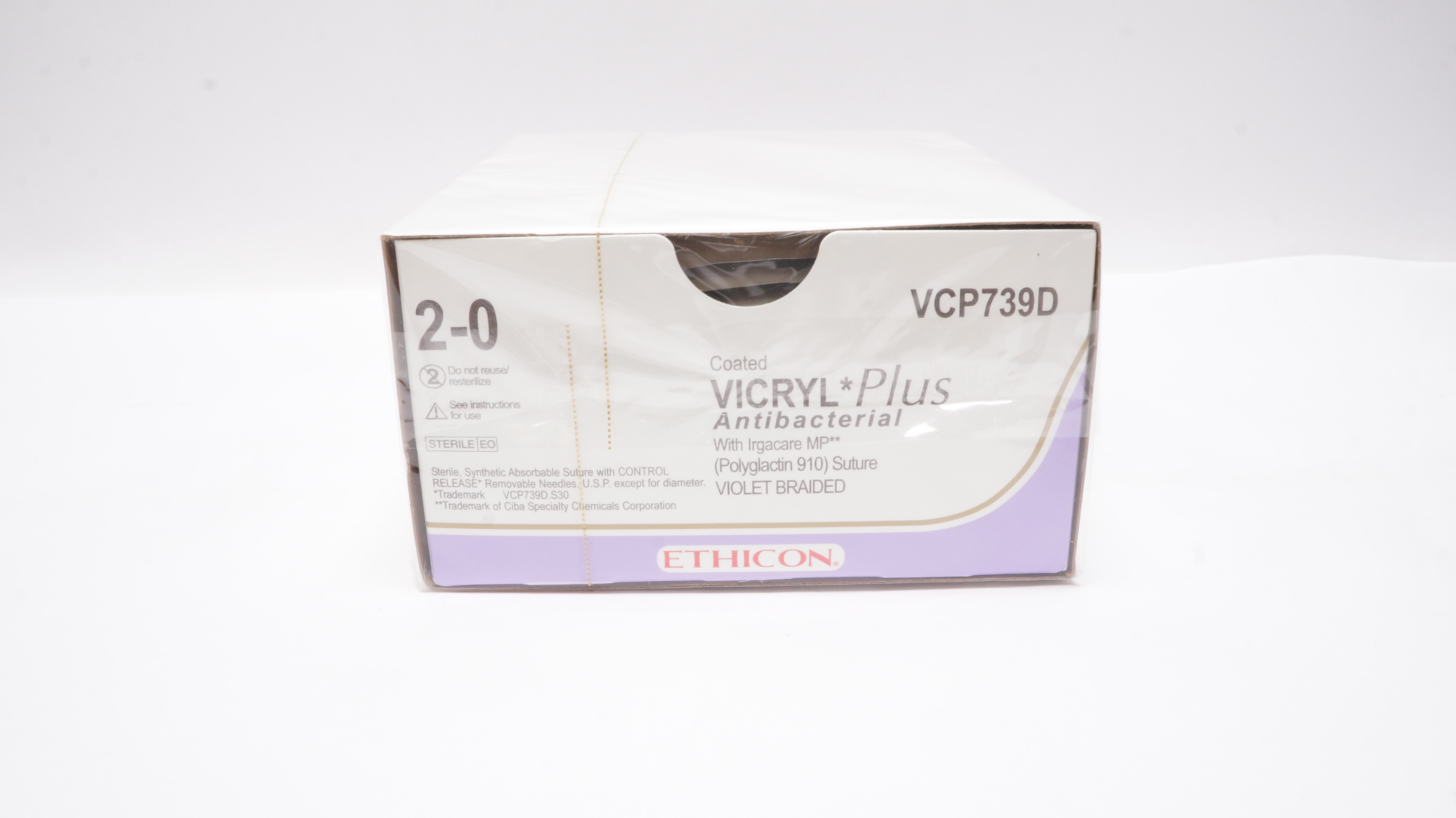 Ethicon VCP739D 2-0 VICRYL Plus Stre CT-1 36mm 1/2c Taper 18 inch - Box of 12