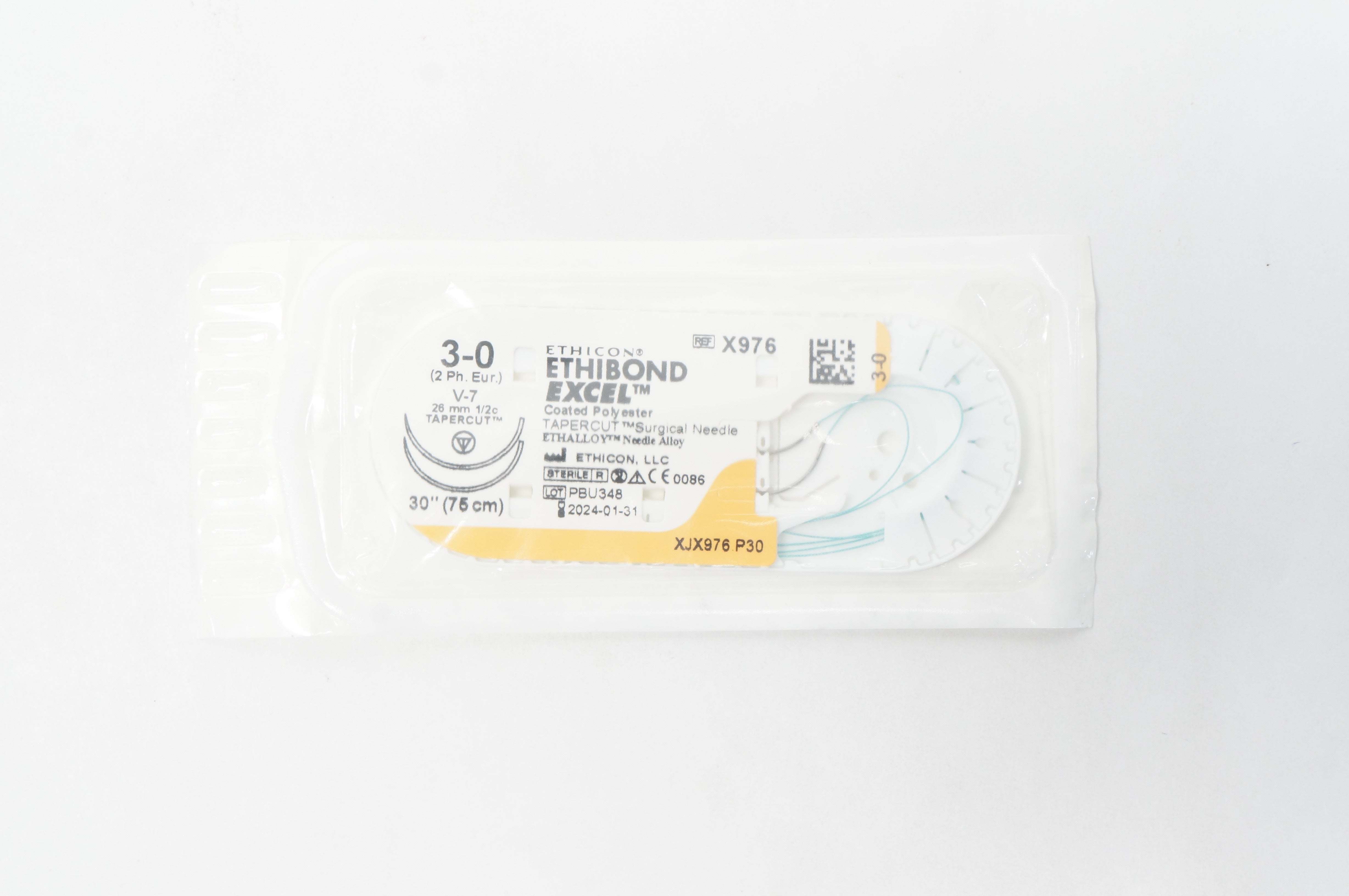 Ethicon X976 Green Braided Nonabsorbable Polyester Stre. 3-0 30in. Tapercut