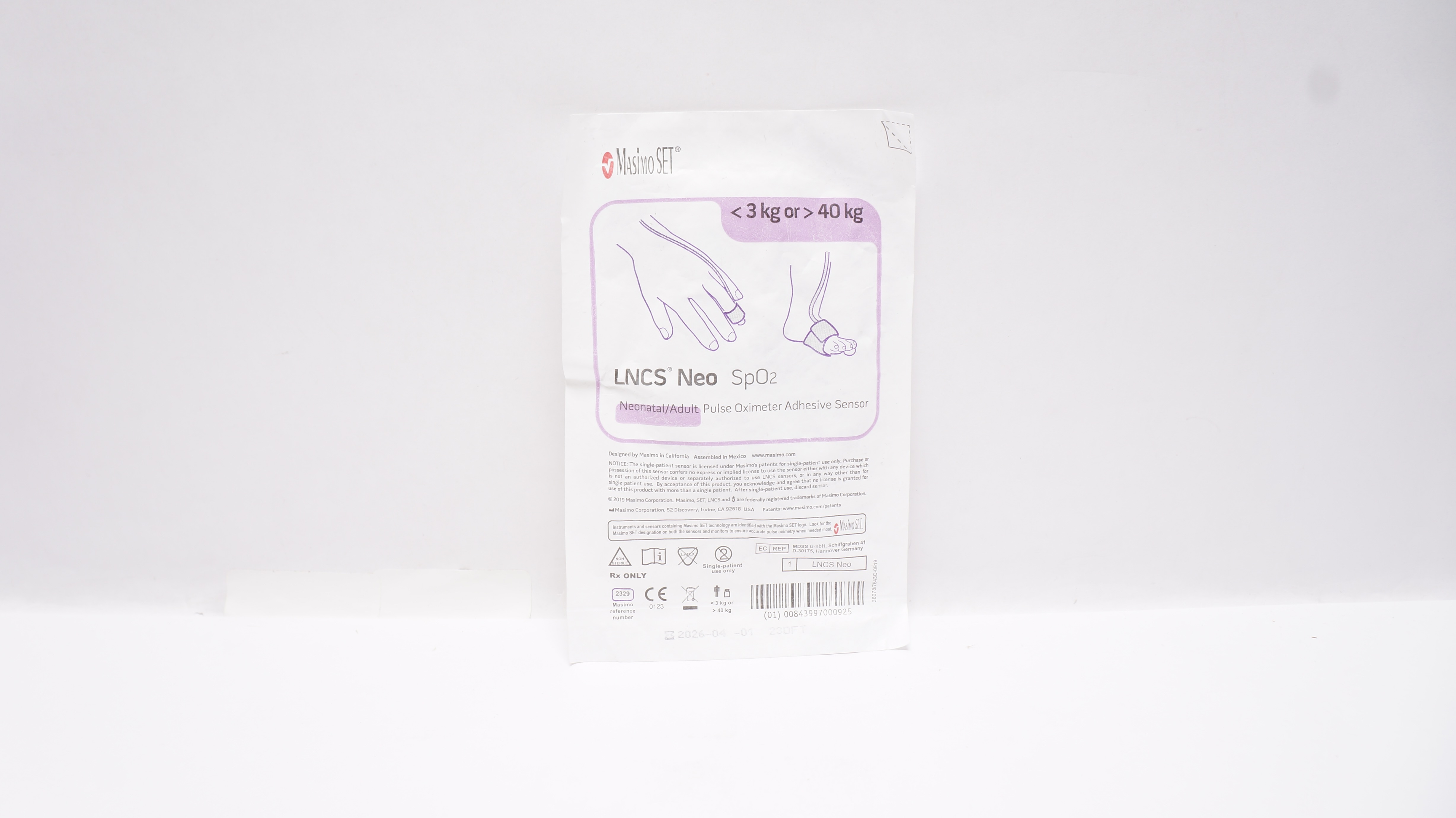 Masimo 2329 LNCS NEO Neonatal/Adult Pulse Oximeter Adhesive Sensor 40kg