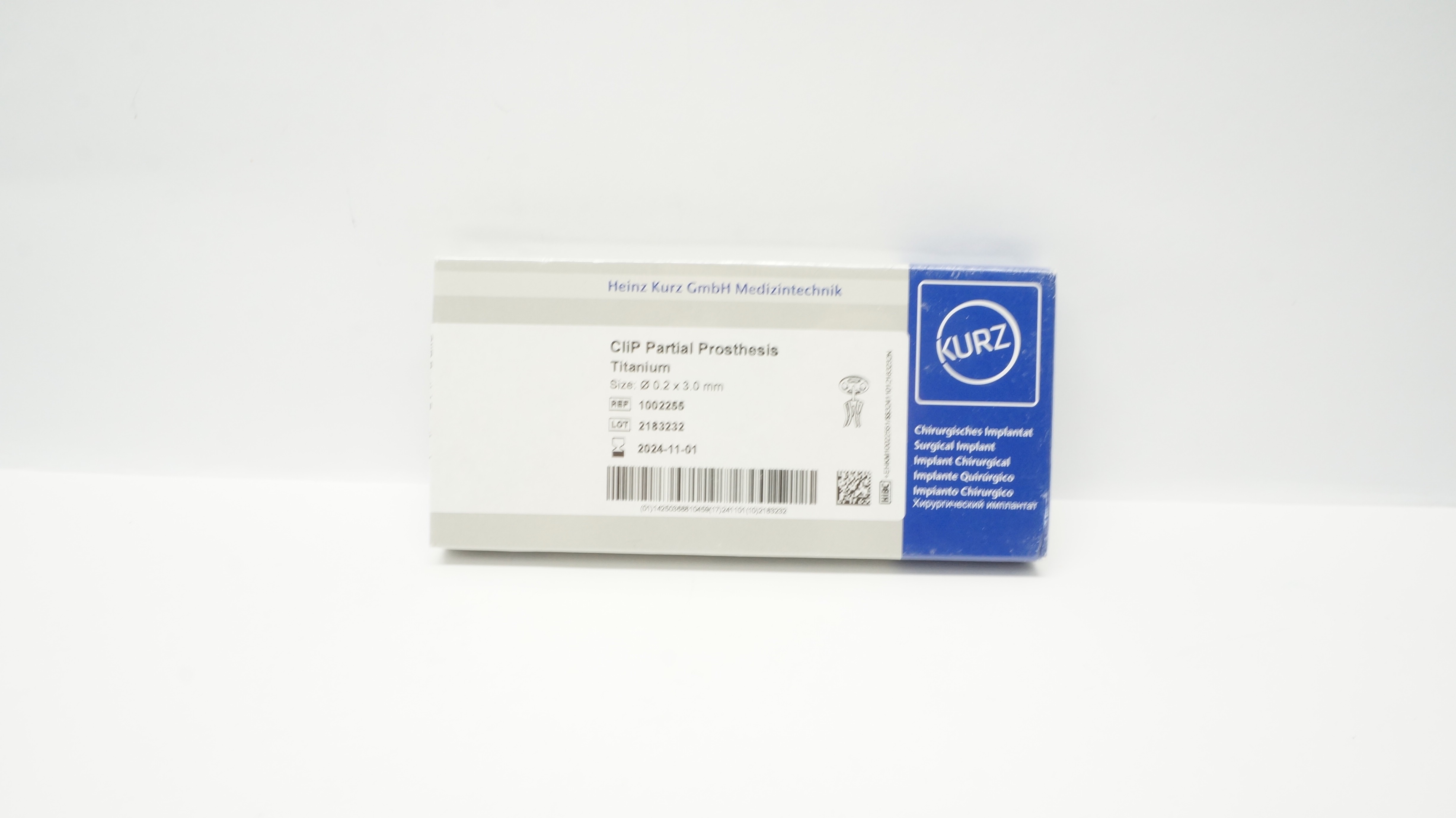 Kurz Medical 1002255 Clip Partial Prosthesis Titanium 0.2 x 3.0mm (x)